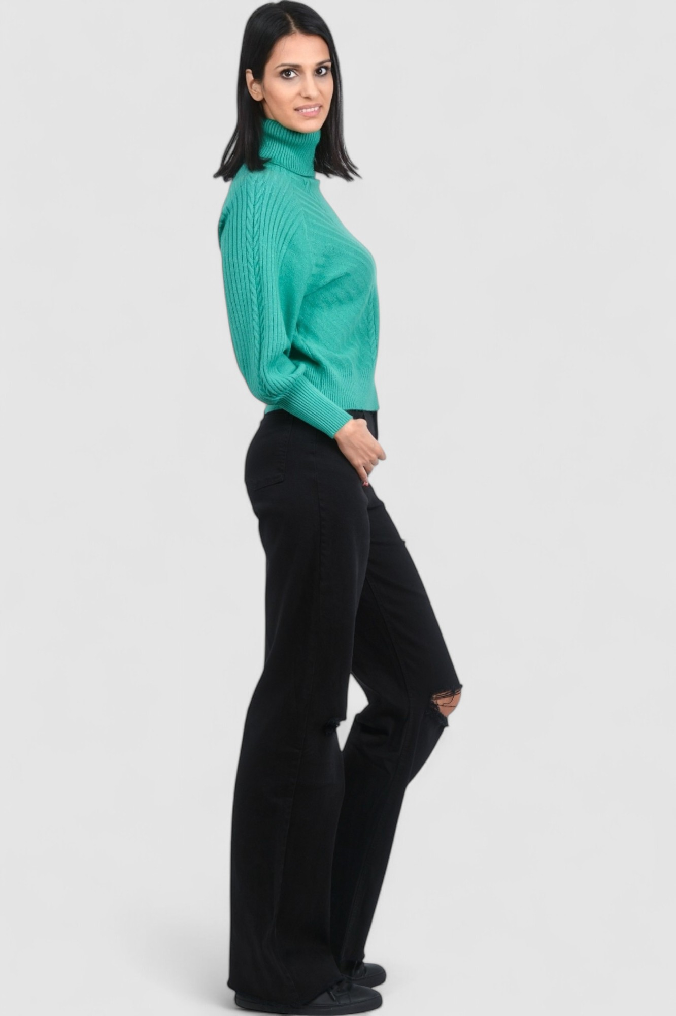 Ženski zeleni topliji džemper Oriana