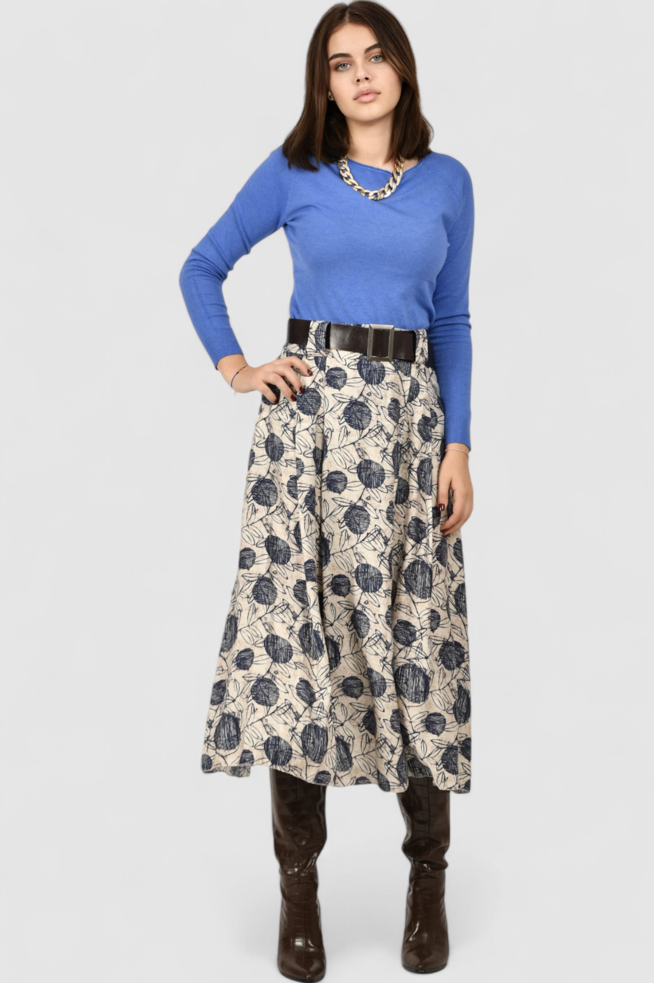 Ženska plava midi suknja Briella