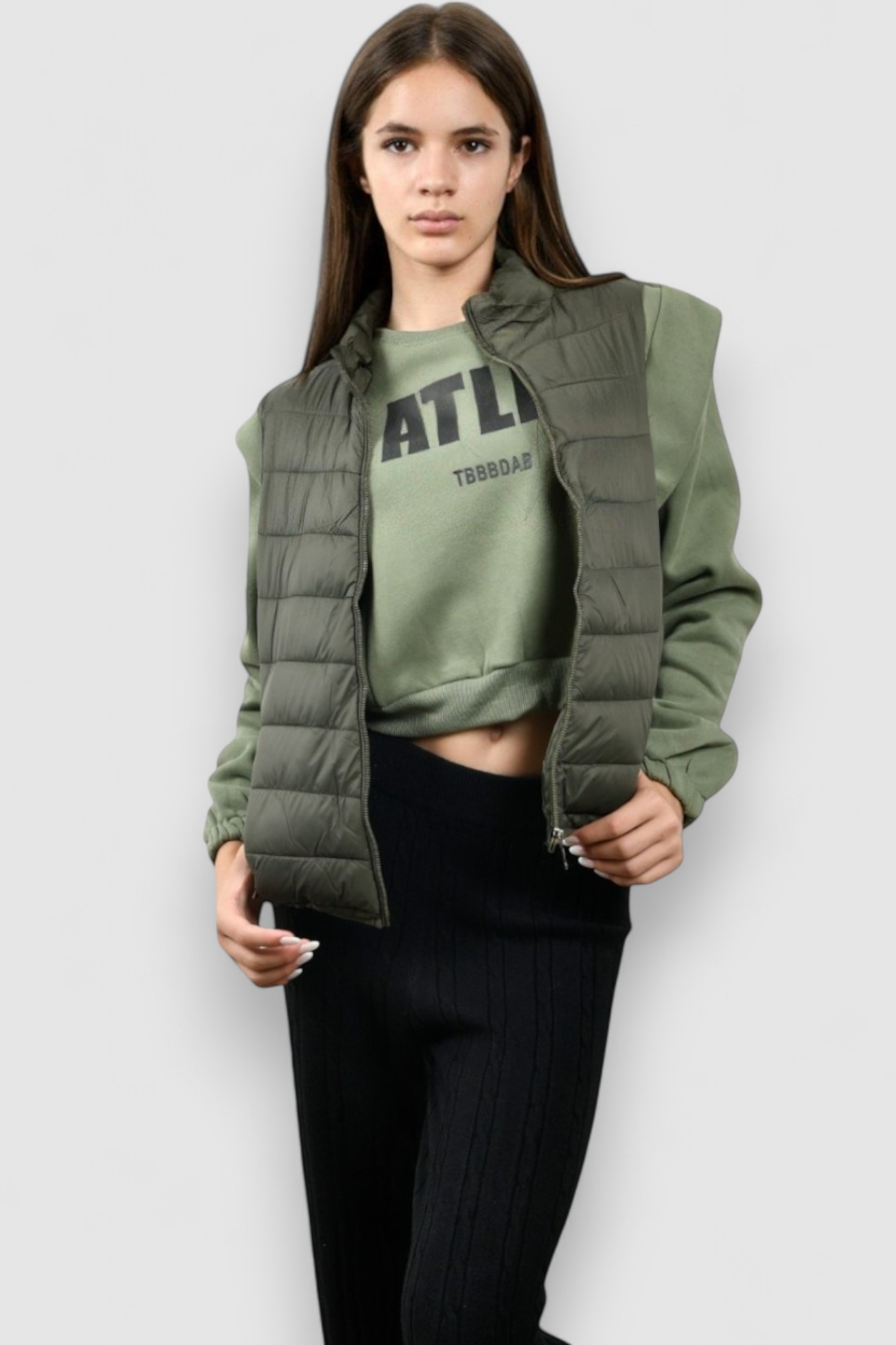 Ženski zeleni kratki prsluk Felicity