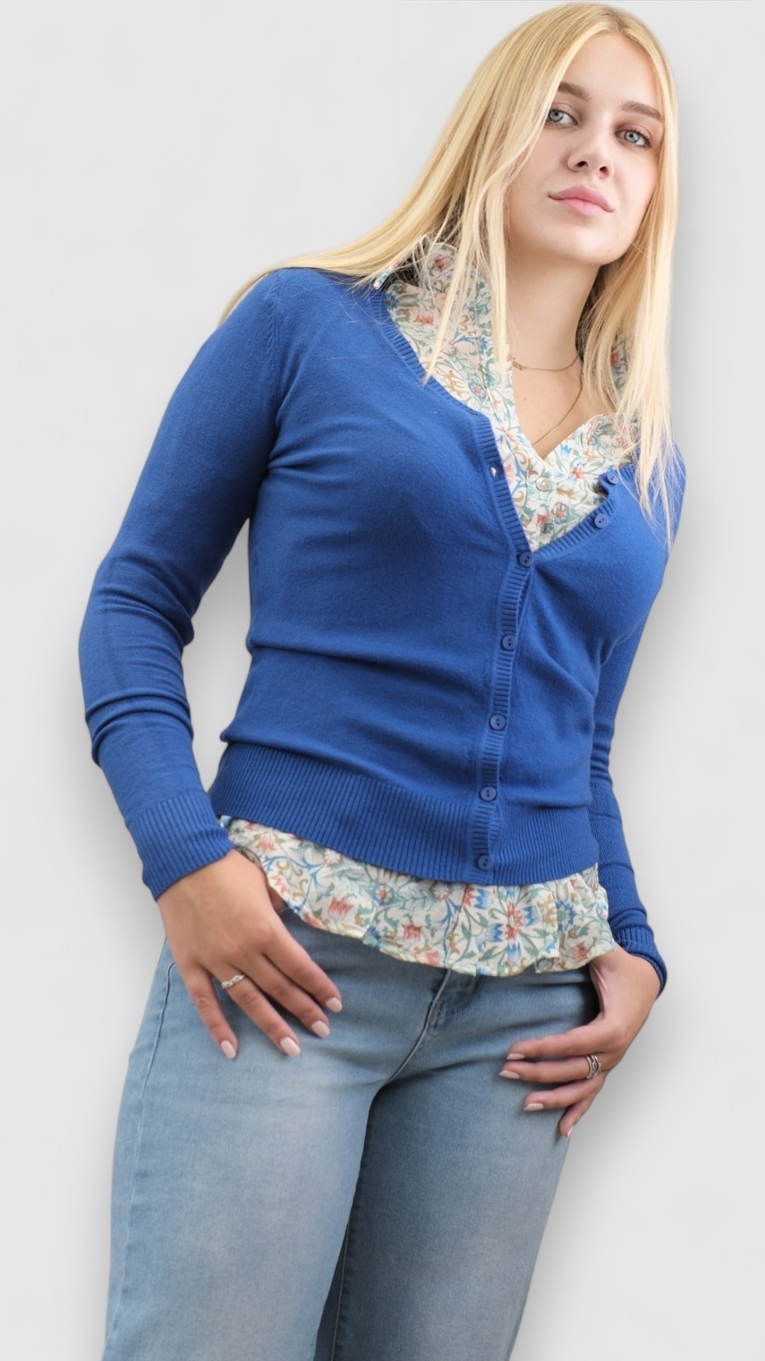 Ženski džemper  na kopčanje Oceana Blue