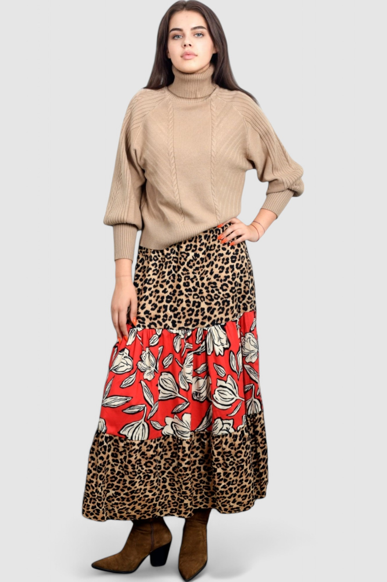 Ženska maxi suknja leopard uzorak Beatricia