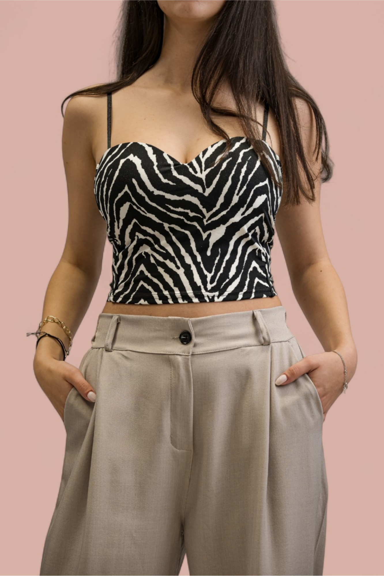 Ženski party top zebra uzorak Clare