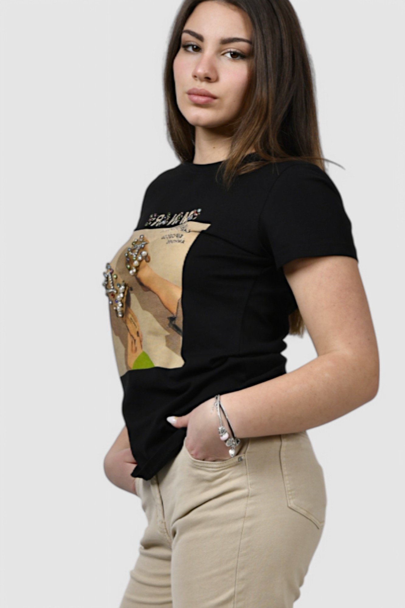 Ženska crna majica kratki rukav Arabell