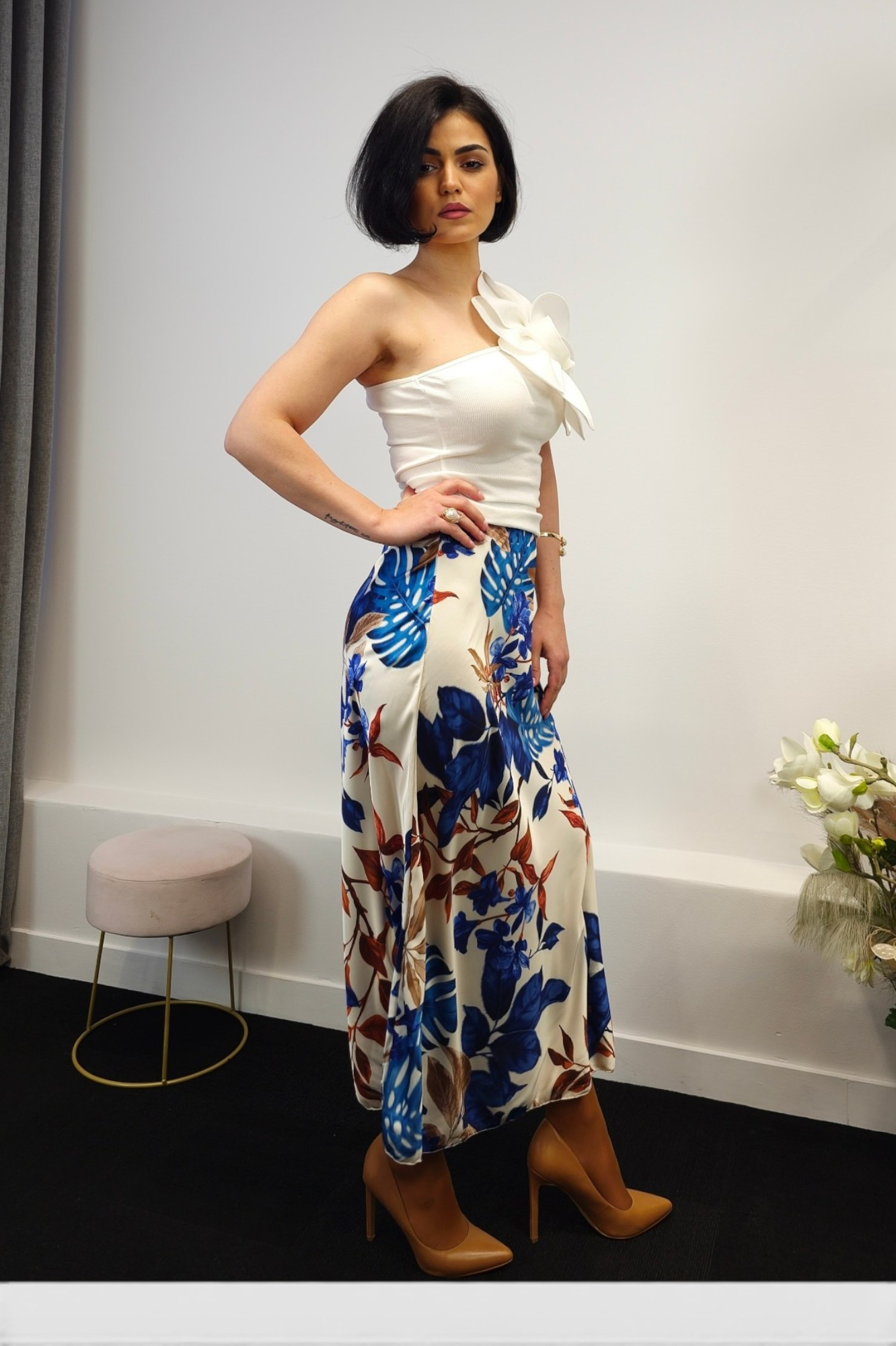 Ženska plava lagana midi suknja Anastasie