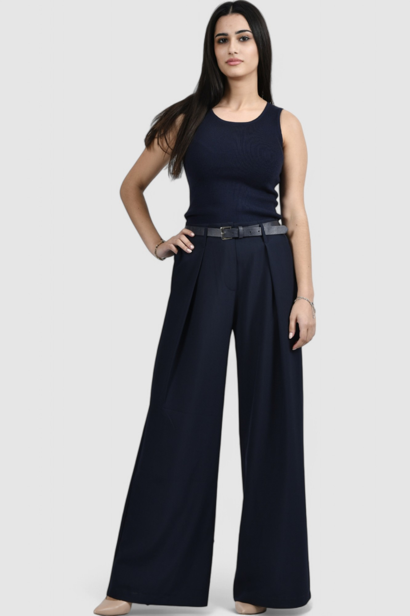 Ženske plave klasične hlače Nicole