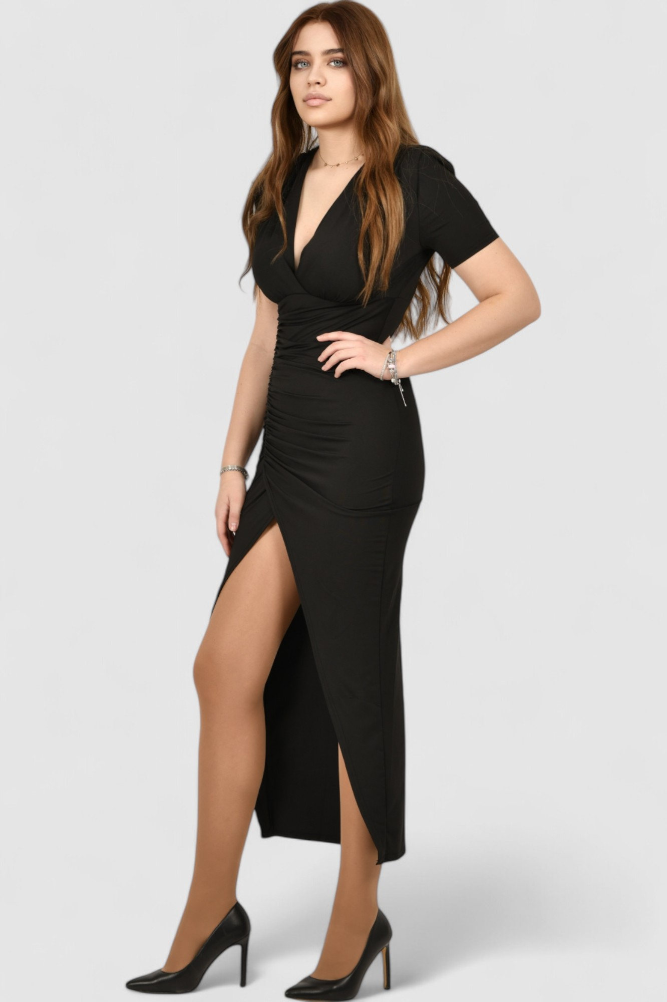 Ženska crna večernja haljina Nadin