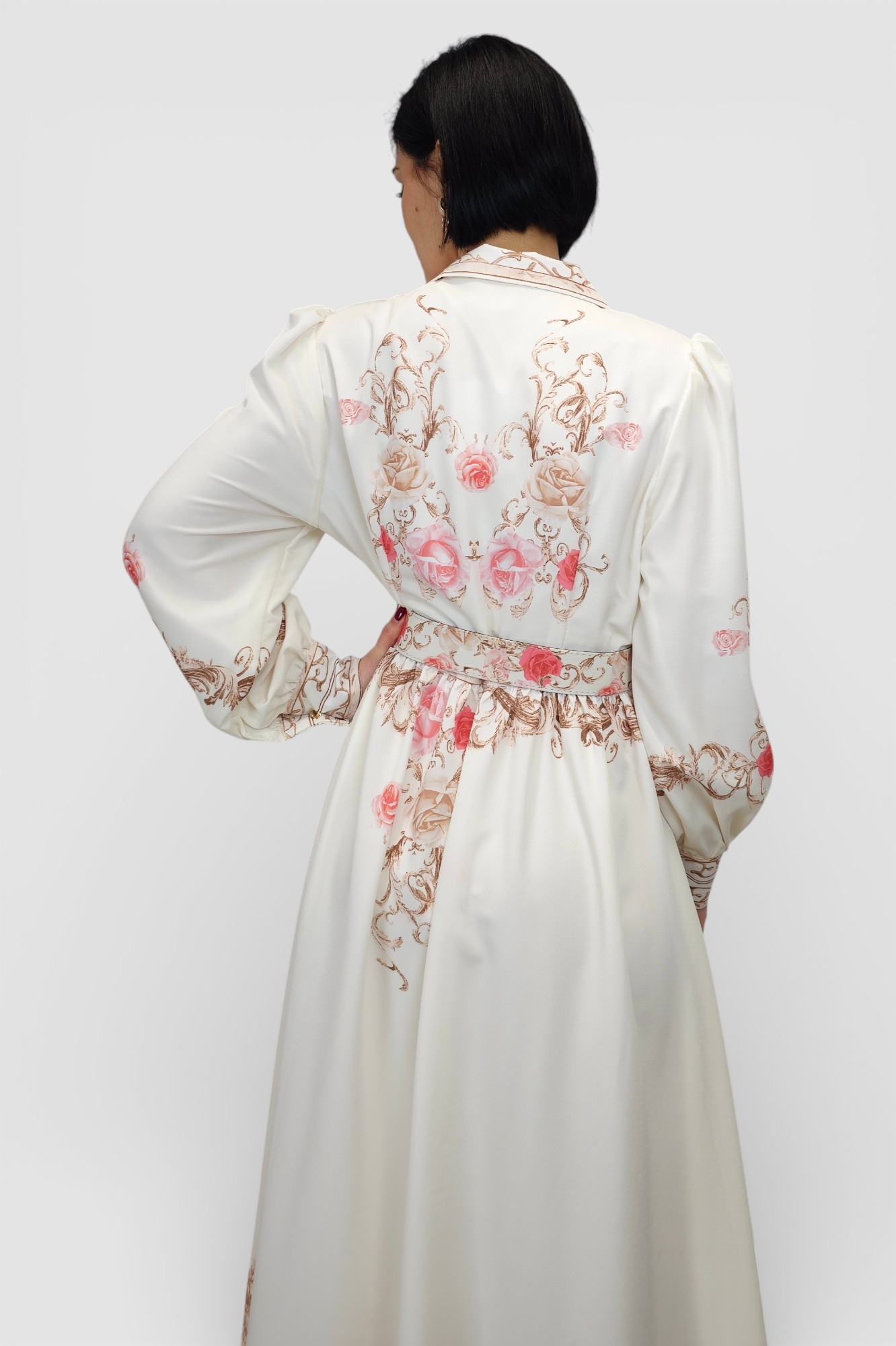 Bež elegantna haljina Monica u francuskom vintage stilu