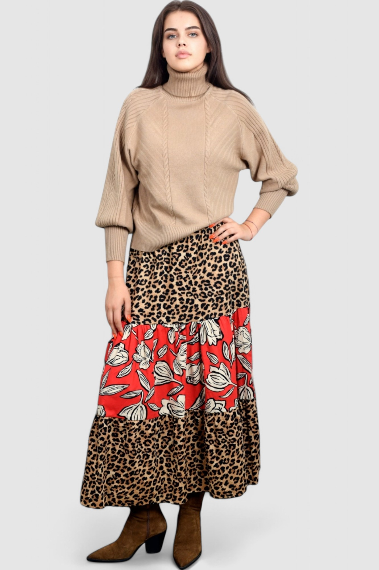 Ženski bež topliji džemper Oriana