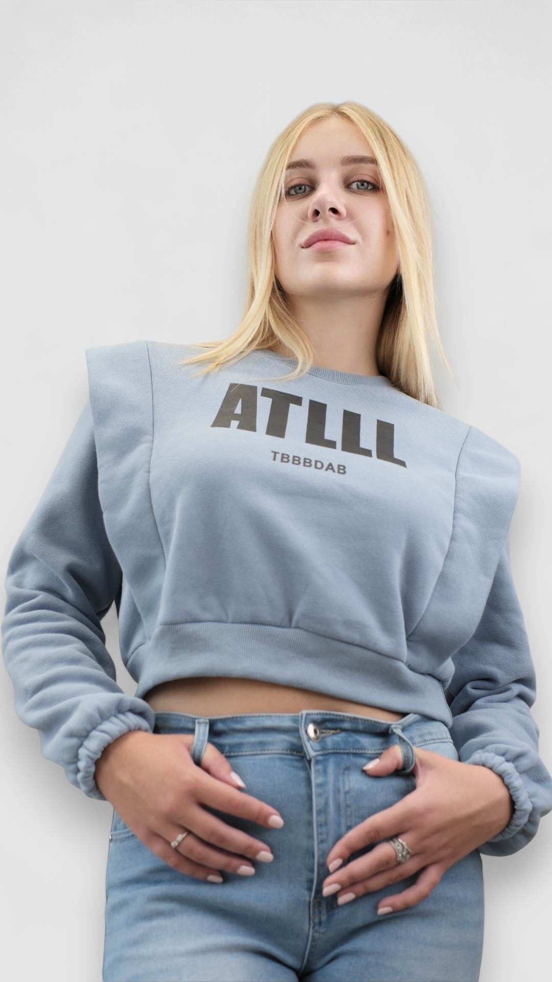 Ženska plava hoodica bez kapuljače Brielle