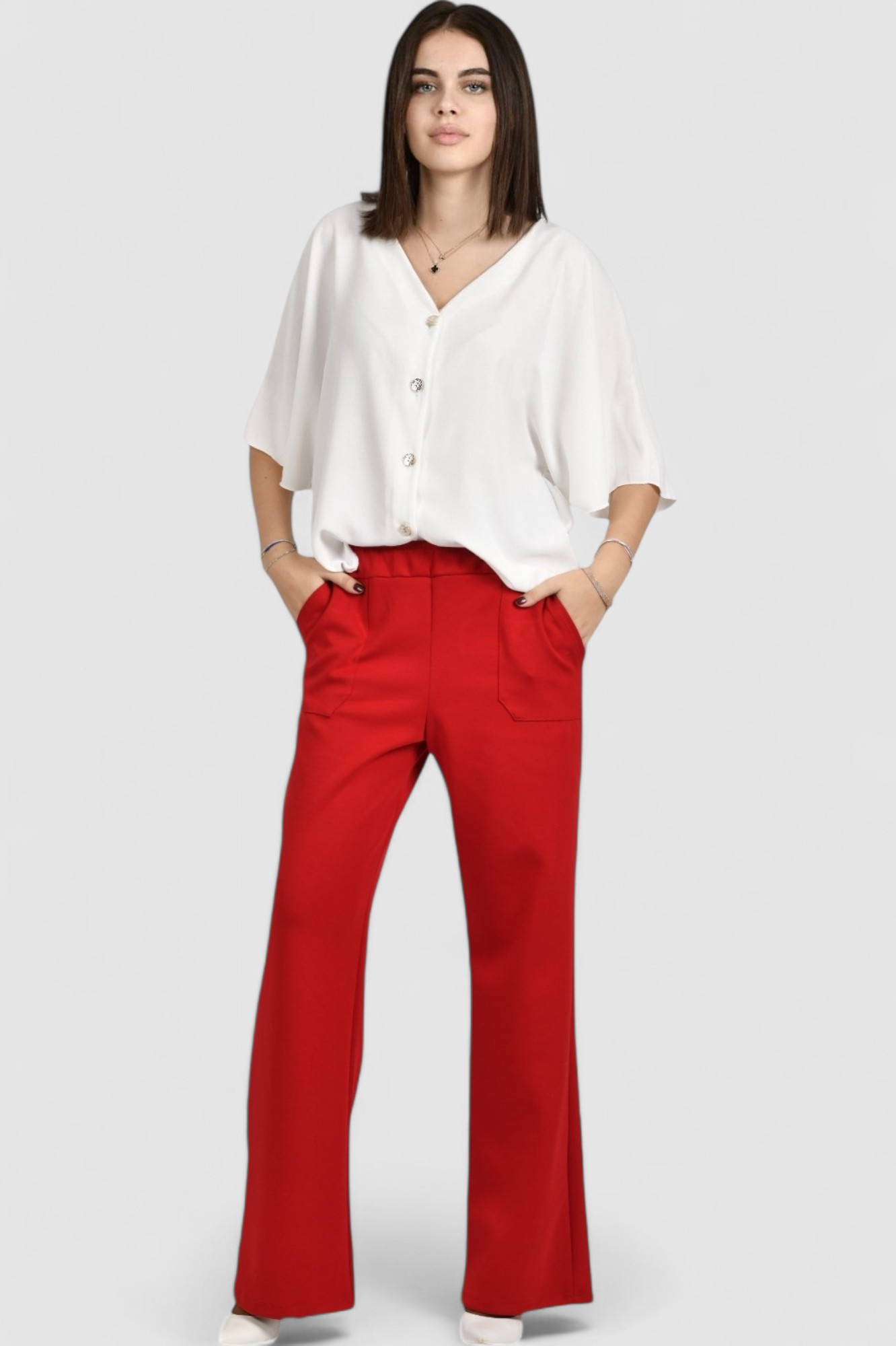 Ženske crvene modne hlače Fionn