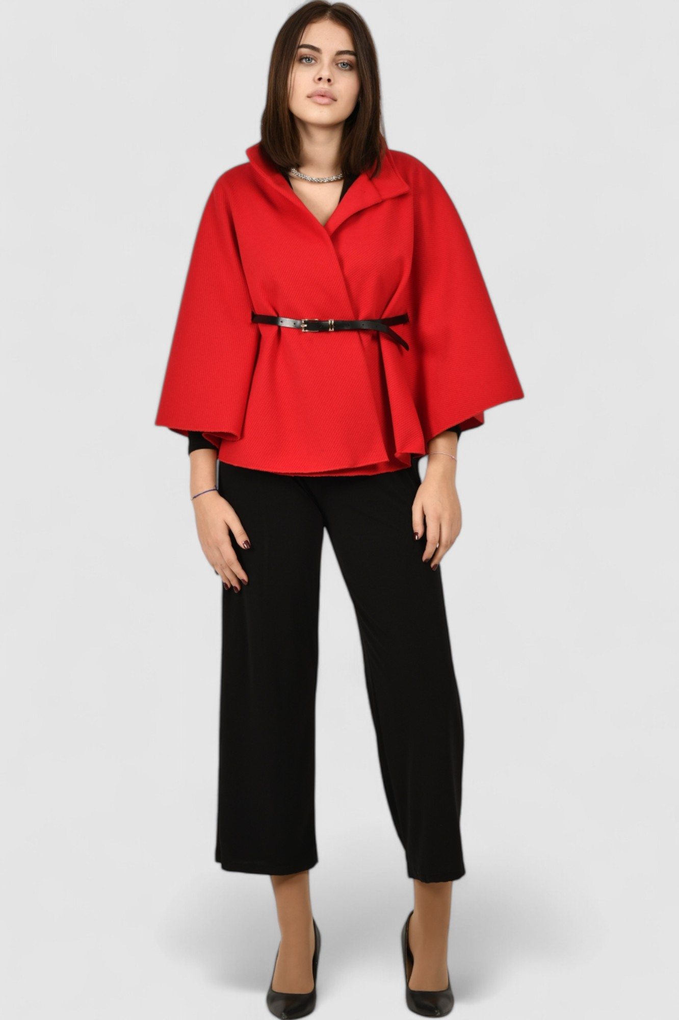 Ženski crveni poncho Francesca