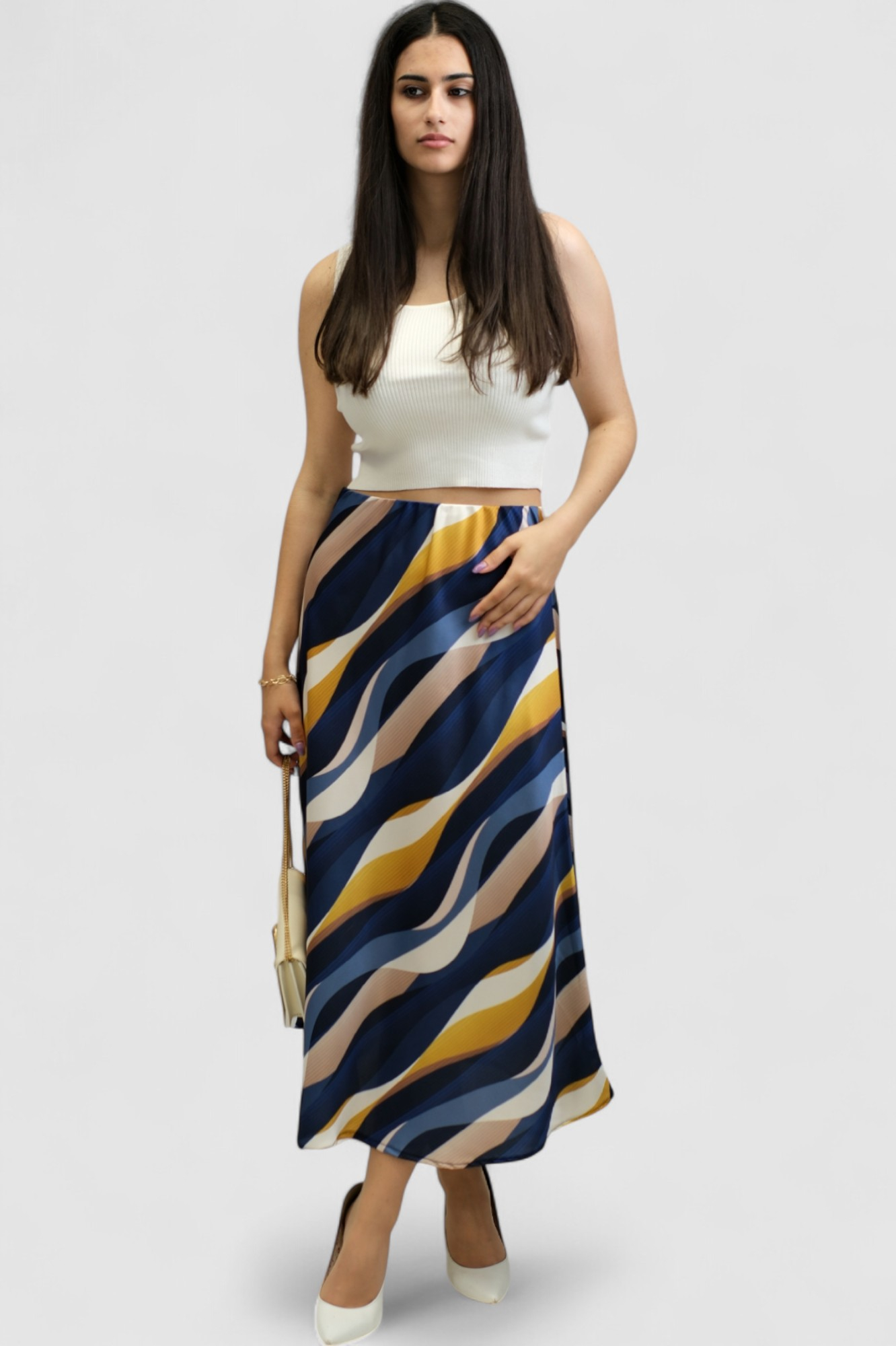 Ženska plava midi suknja Amayena