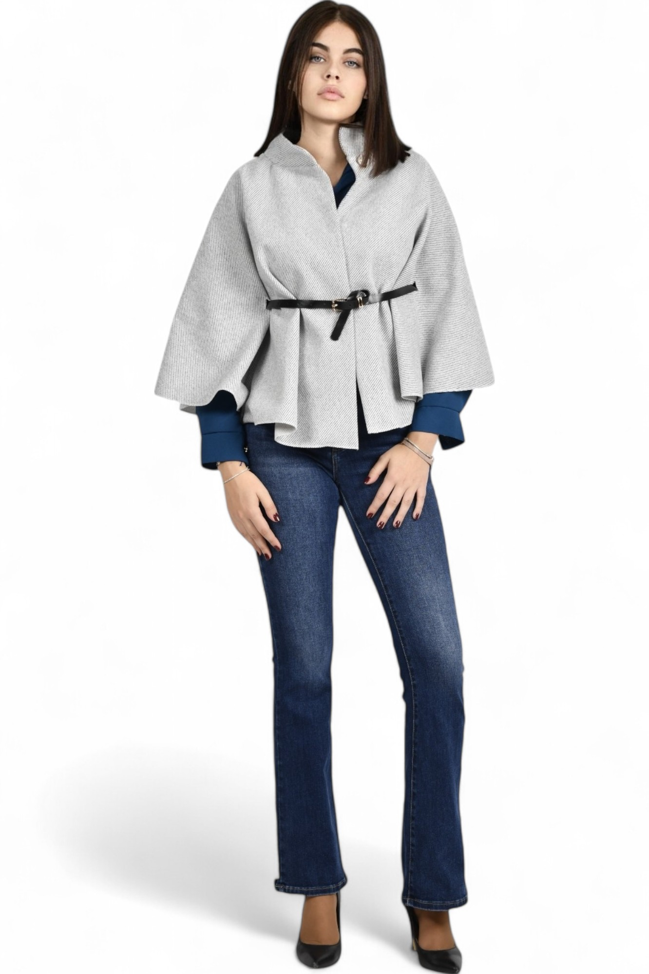 Ženski sivi poncho Francesca