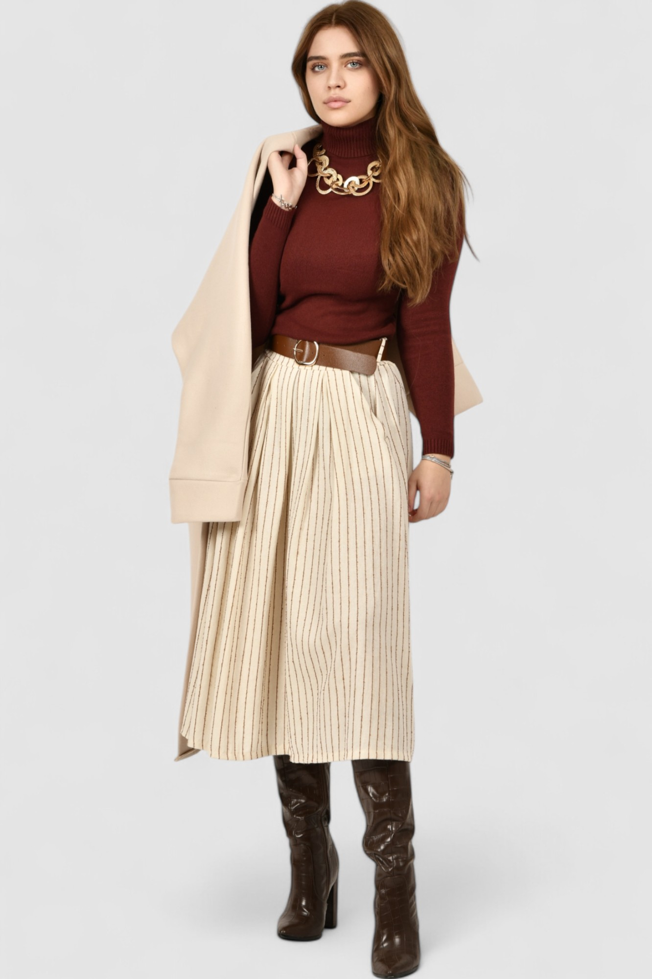 Ženska bež midi suknja Leta