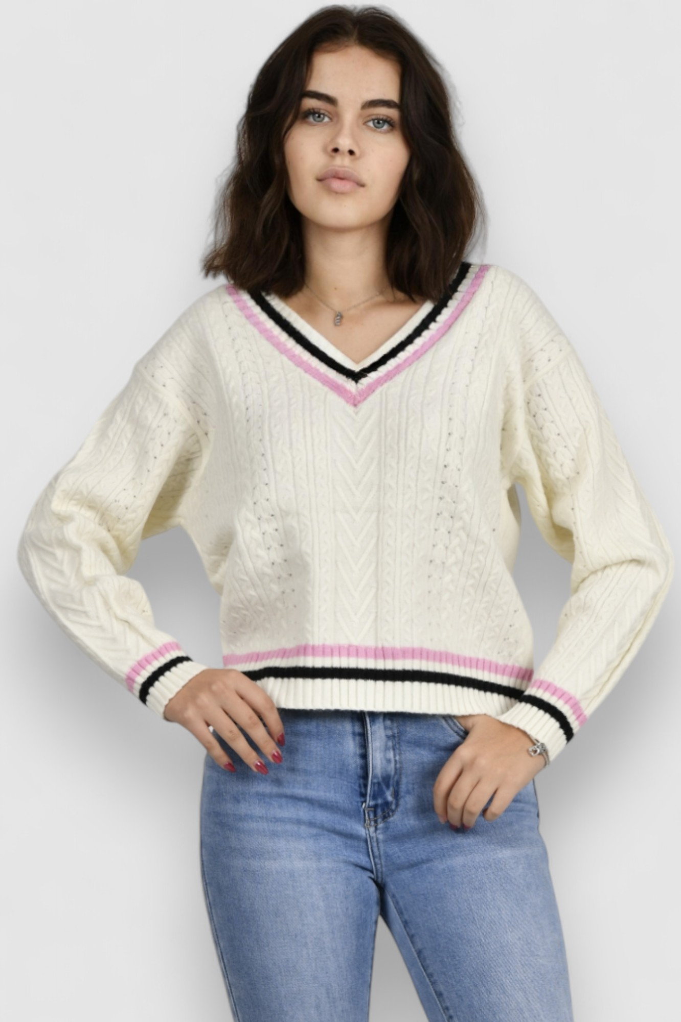 Ženski bijeli lagani džemper Baylee