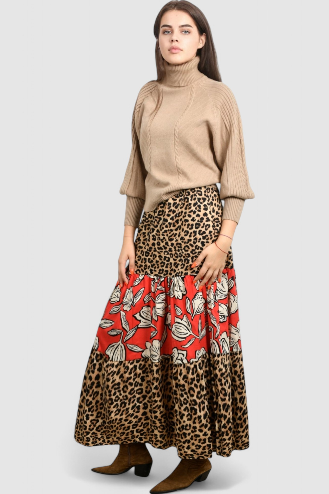 Ženska maxi suknja leopard uzorak Beatricia