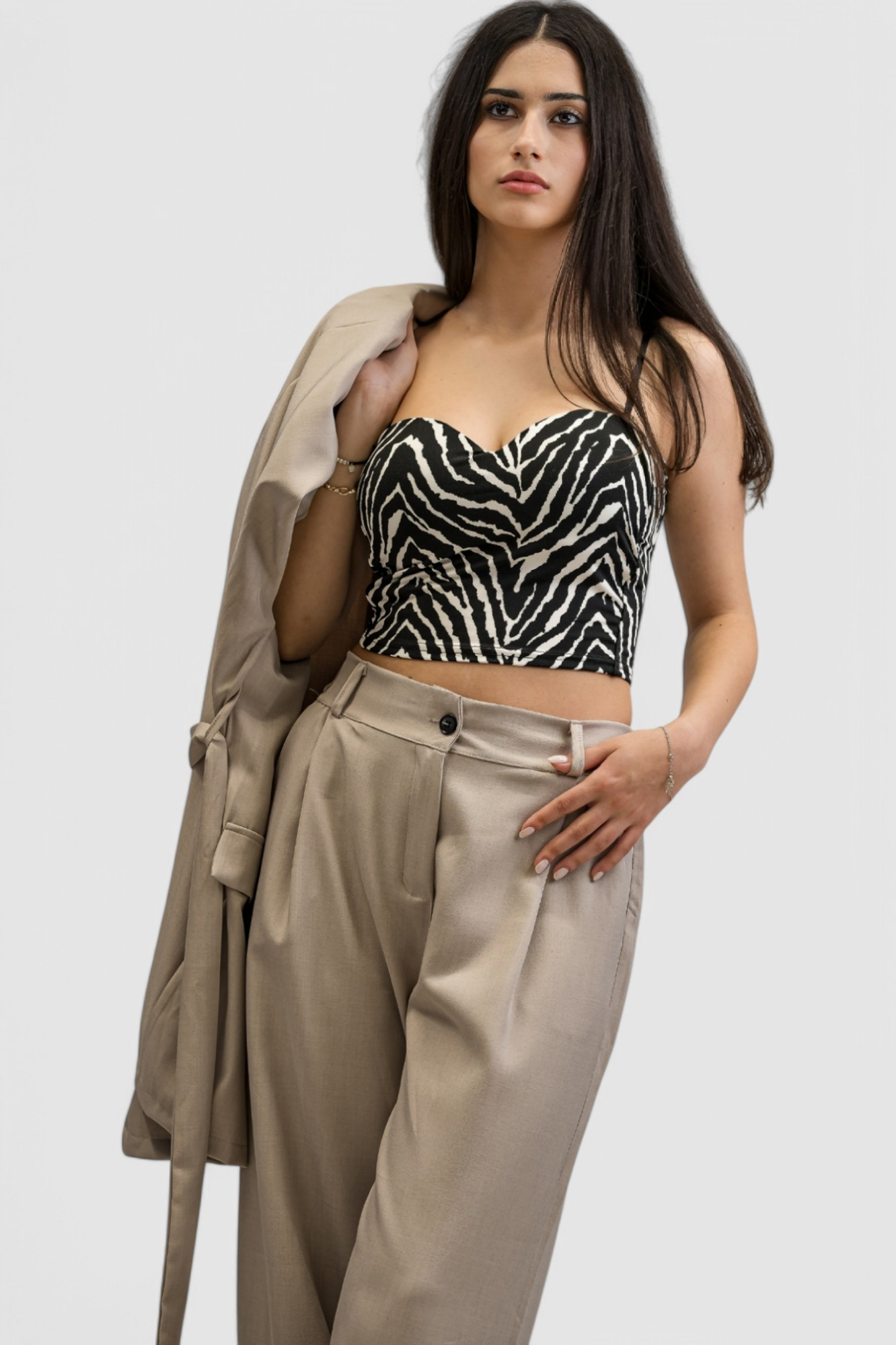 Ženski party top zebra uzorak Clare