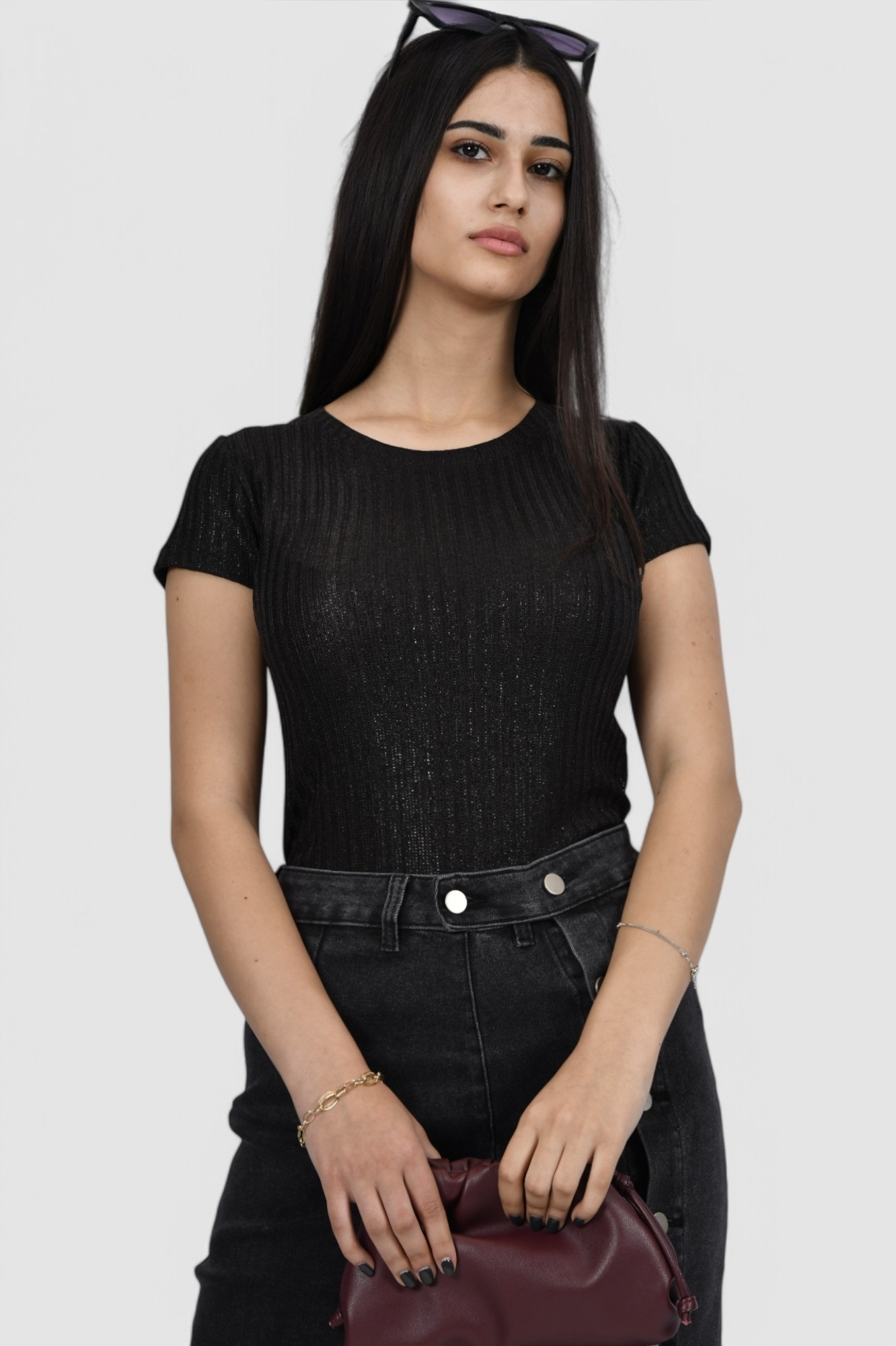 Ženska crna majica kratki rukav Gia