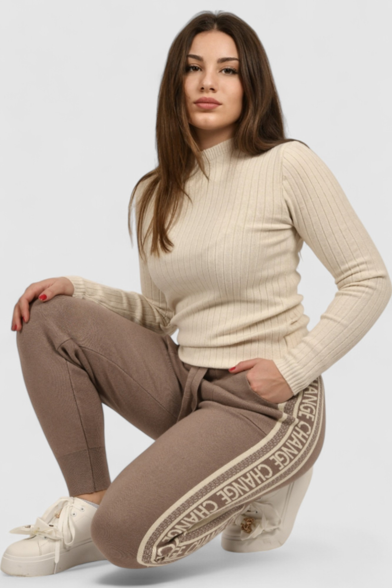 Ženski smeđi donji dio trenirke Celestia