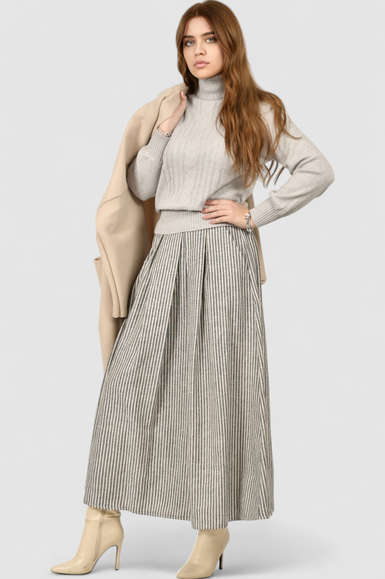 Ženska siva maxi suknja Willa