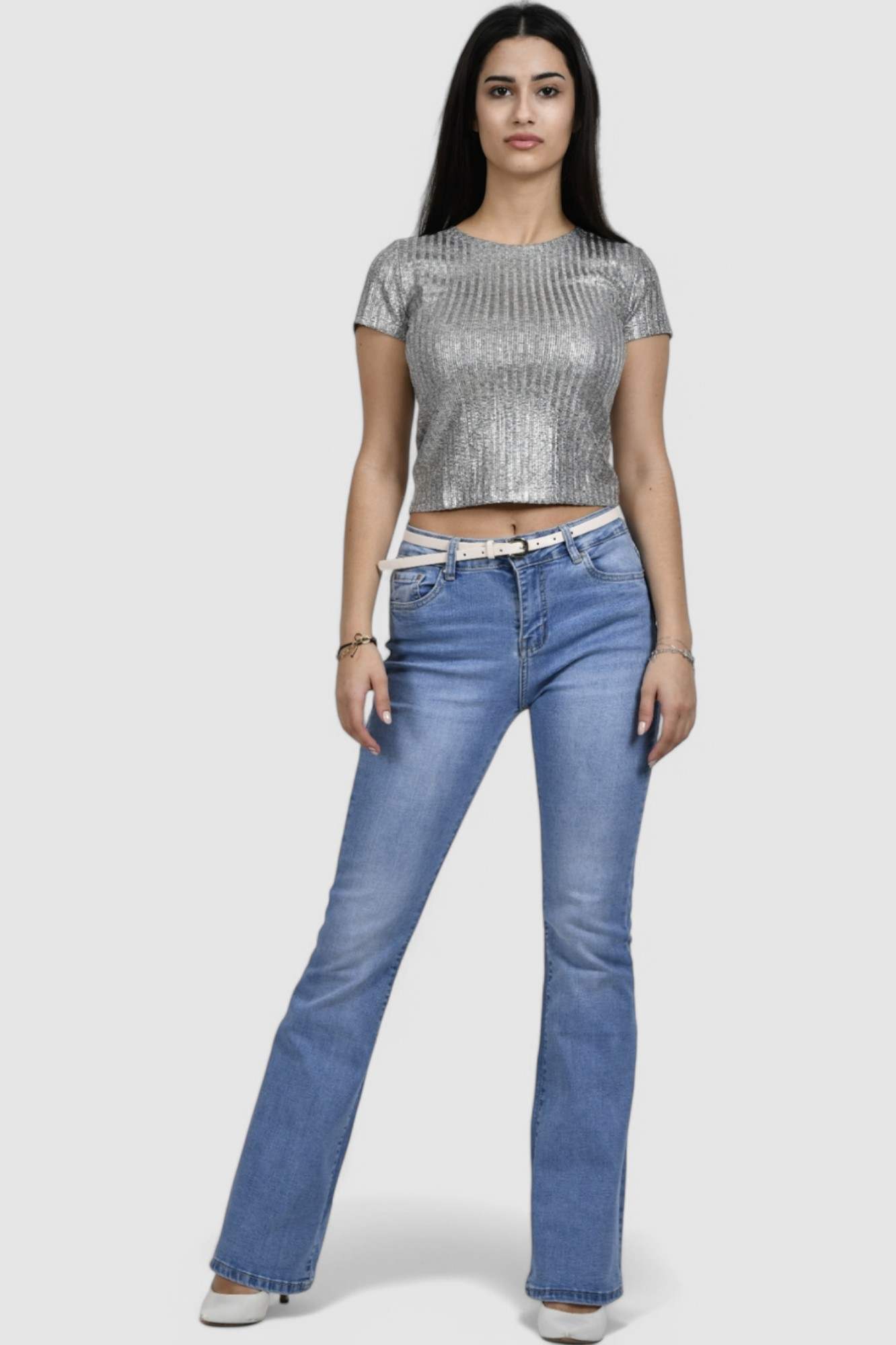 Ženska srebrna majica kratki rukav Gia