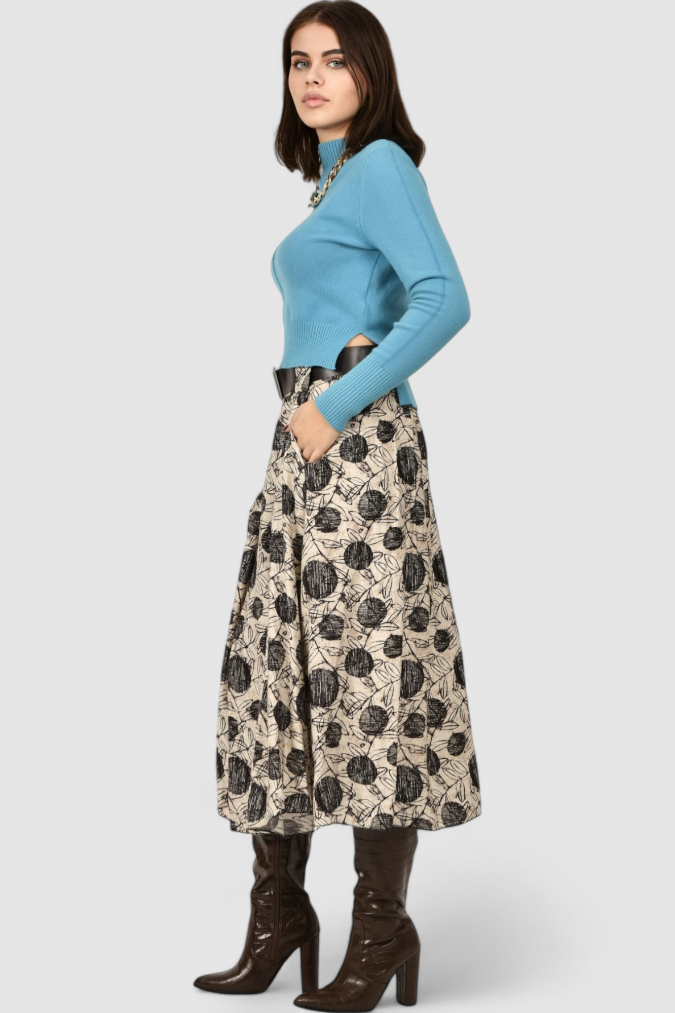 Ženska smeđa midi suknja Briella