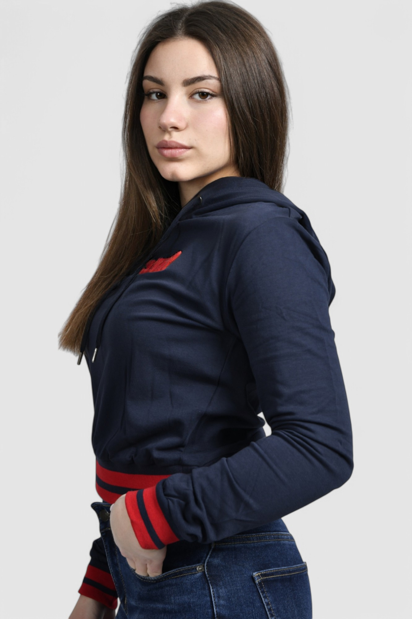 Ženska plava hoodica sa kapuljačom Mela