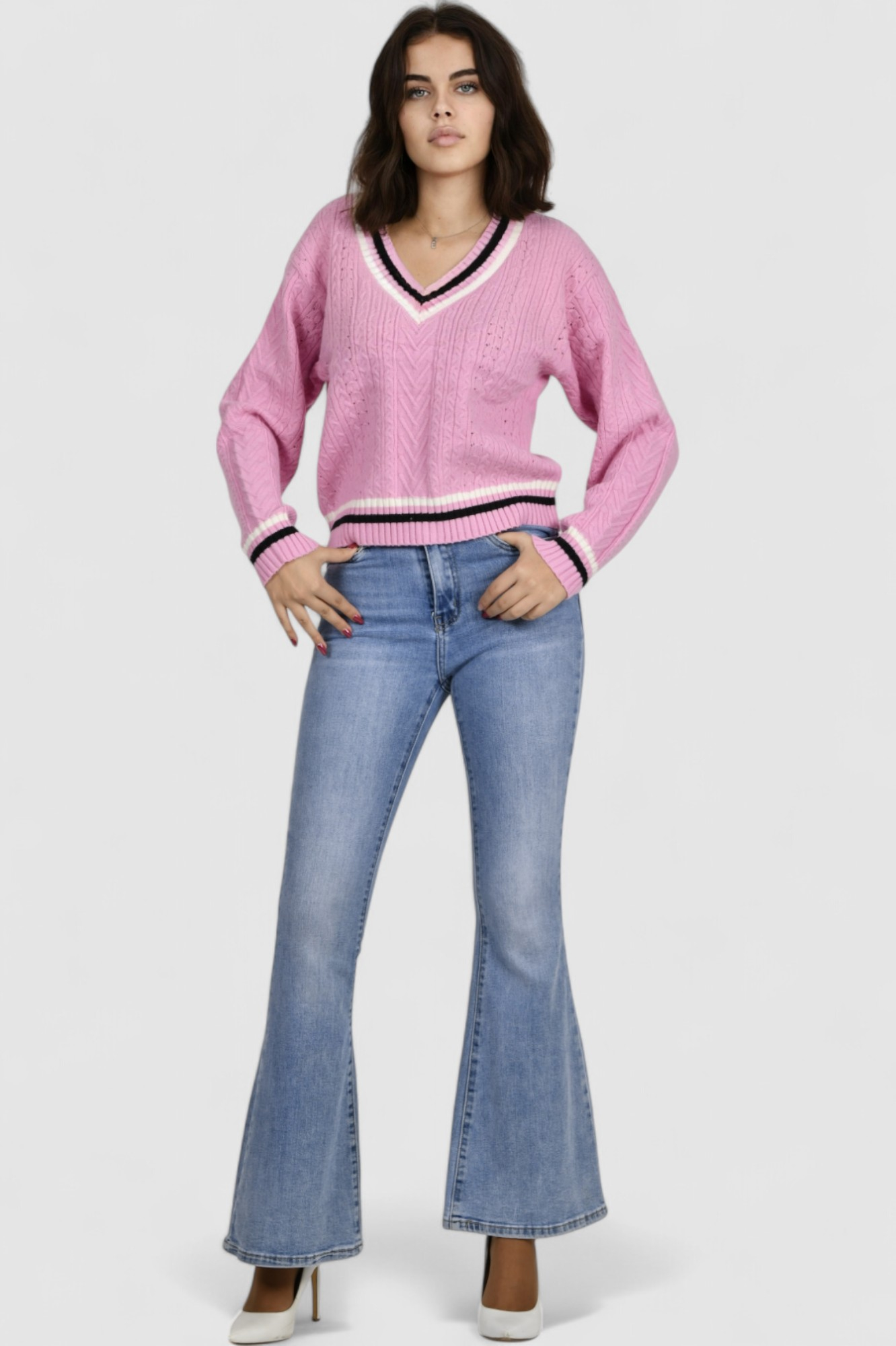 Ženski rozi lagani džemper Baylee