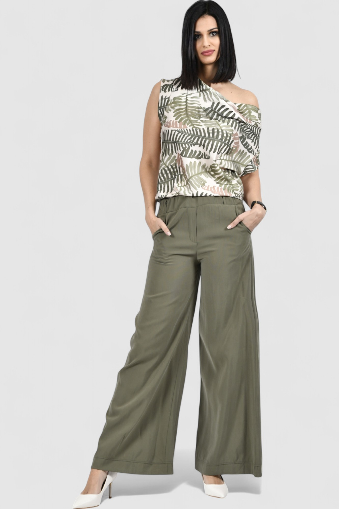 Ženske zelene modne hlače Celesta Army