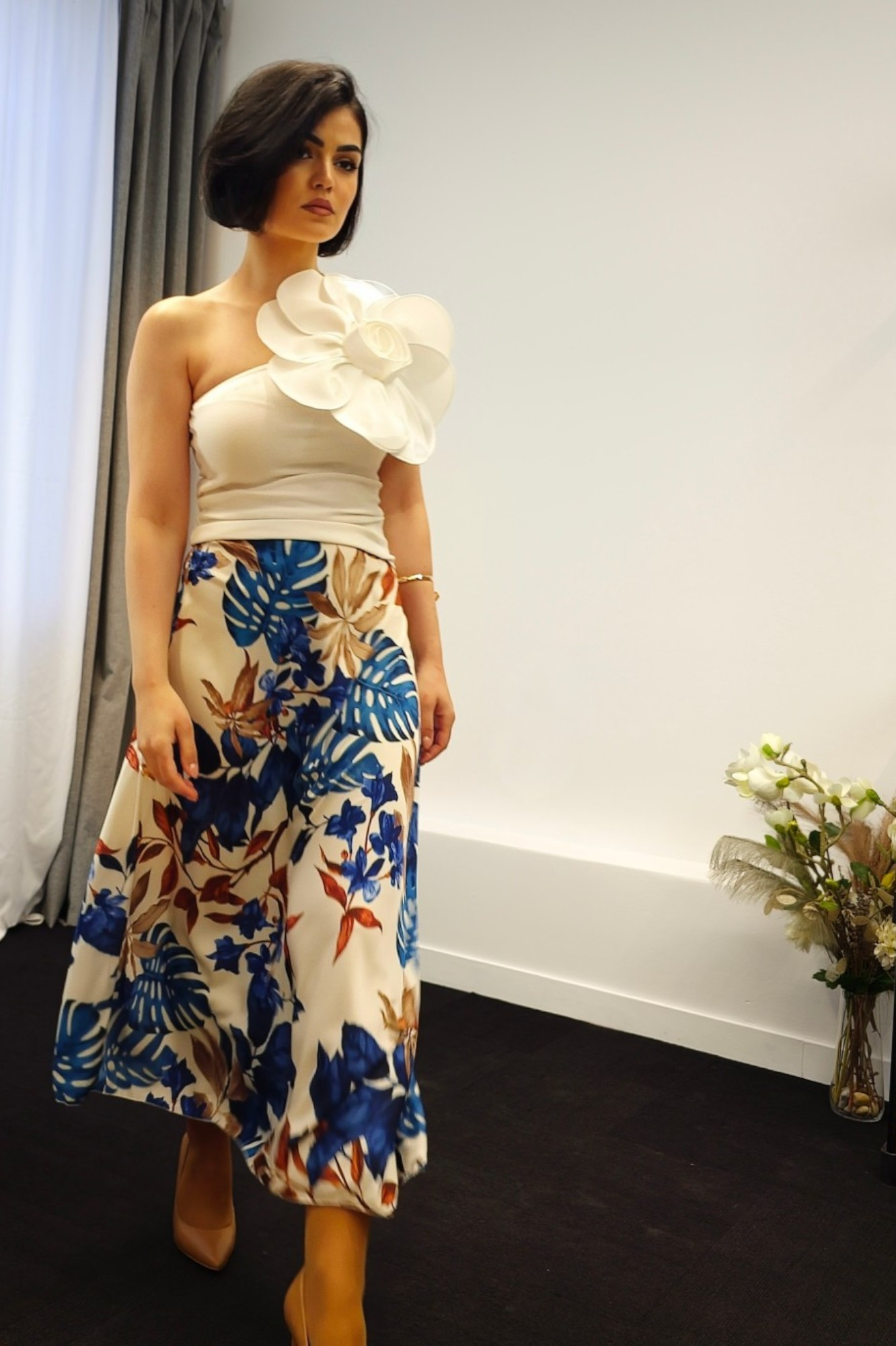 Ženska plava lagana midi suknja Anastasie