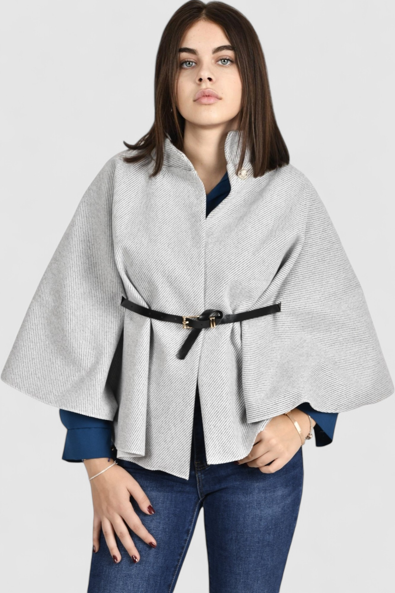 Ženski sivi poncho Francesca