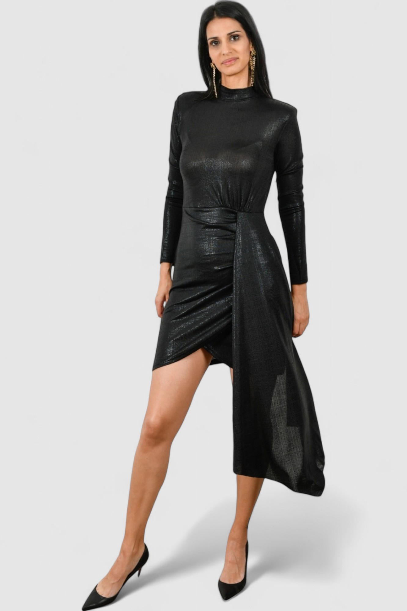 Ženska crna večernja haljina Ranya