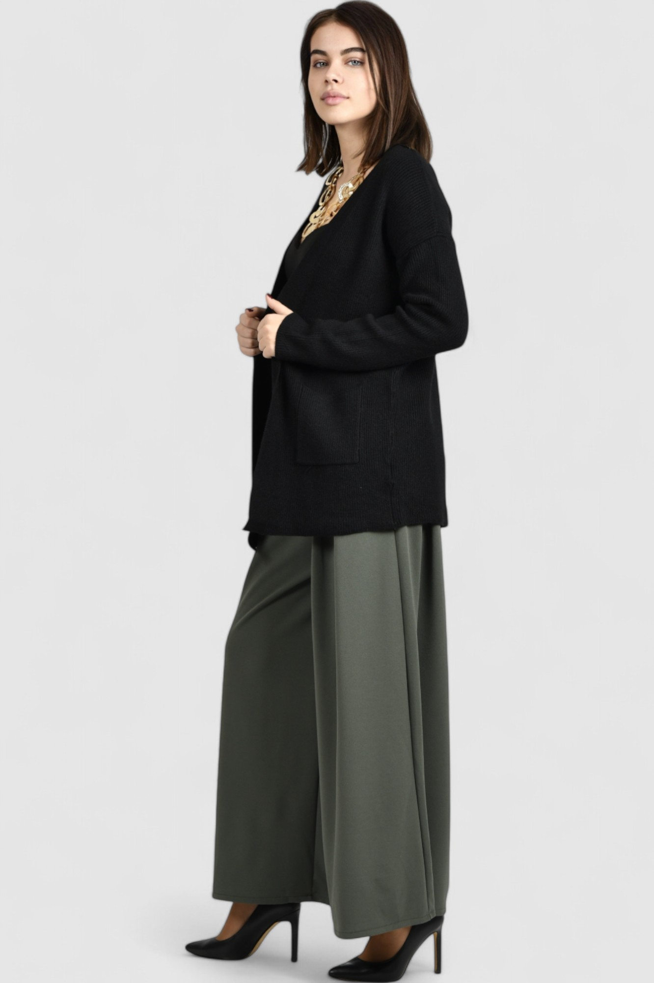 Ženski crni kratki kardigan Jossie