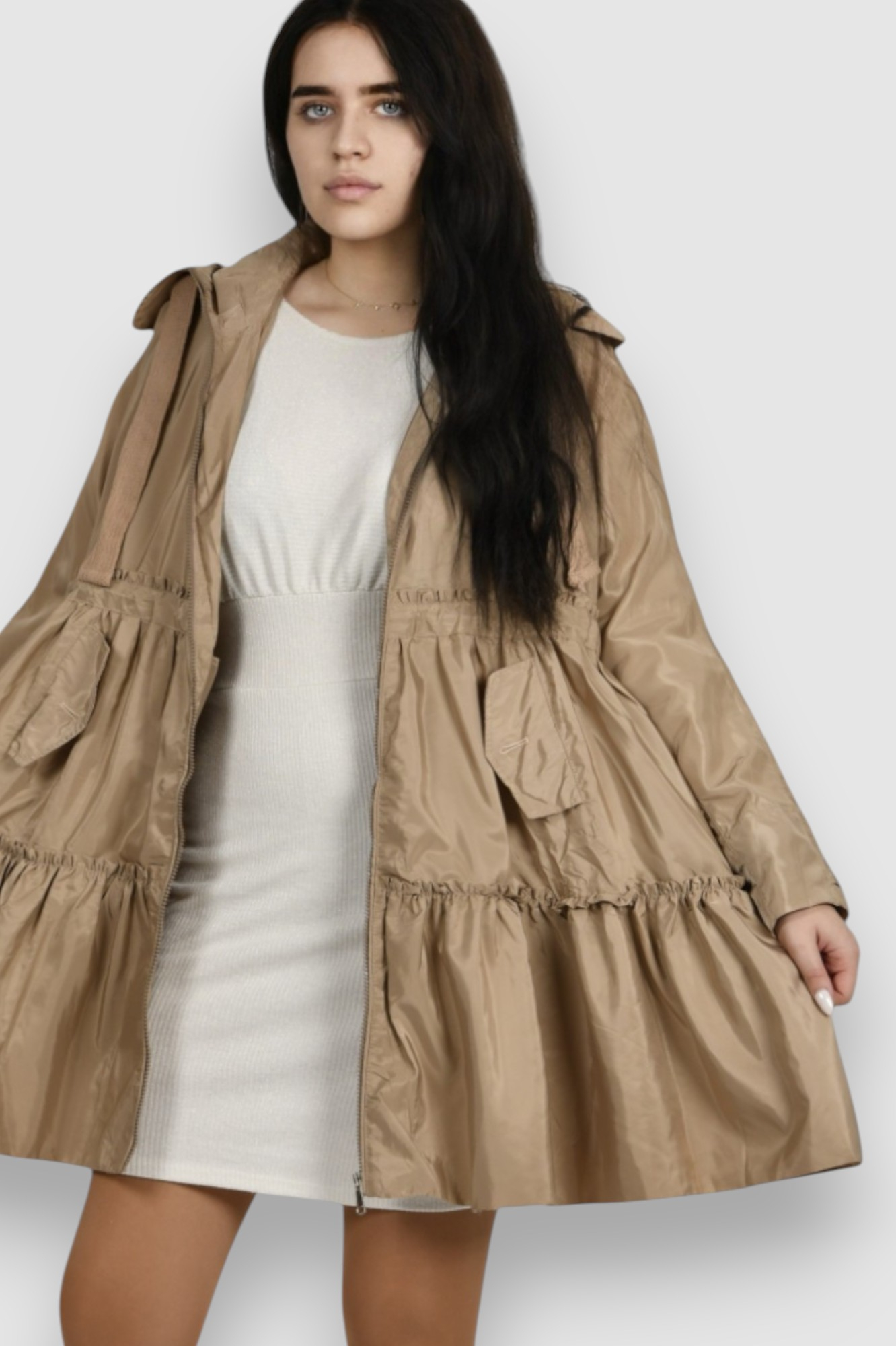 Ženska bež duga jakna Noa