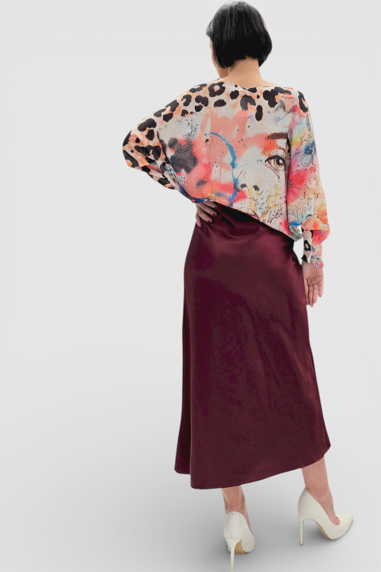 Ženska končana majica dugih rukava Faye sa printom oka