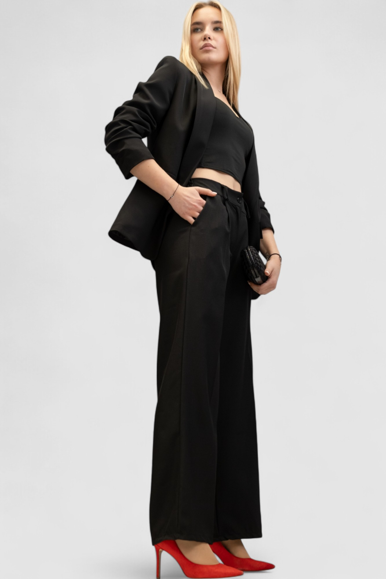 Ženski crni elegantni top Clare