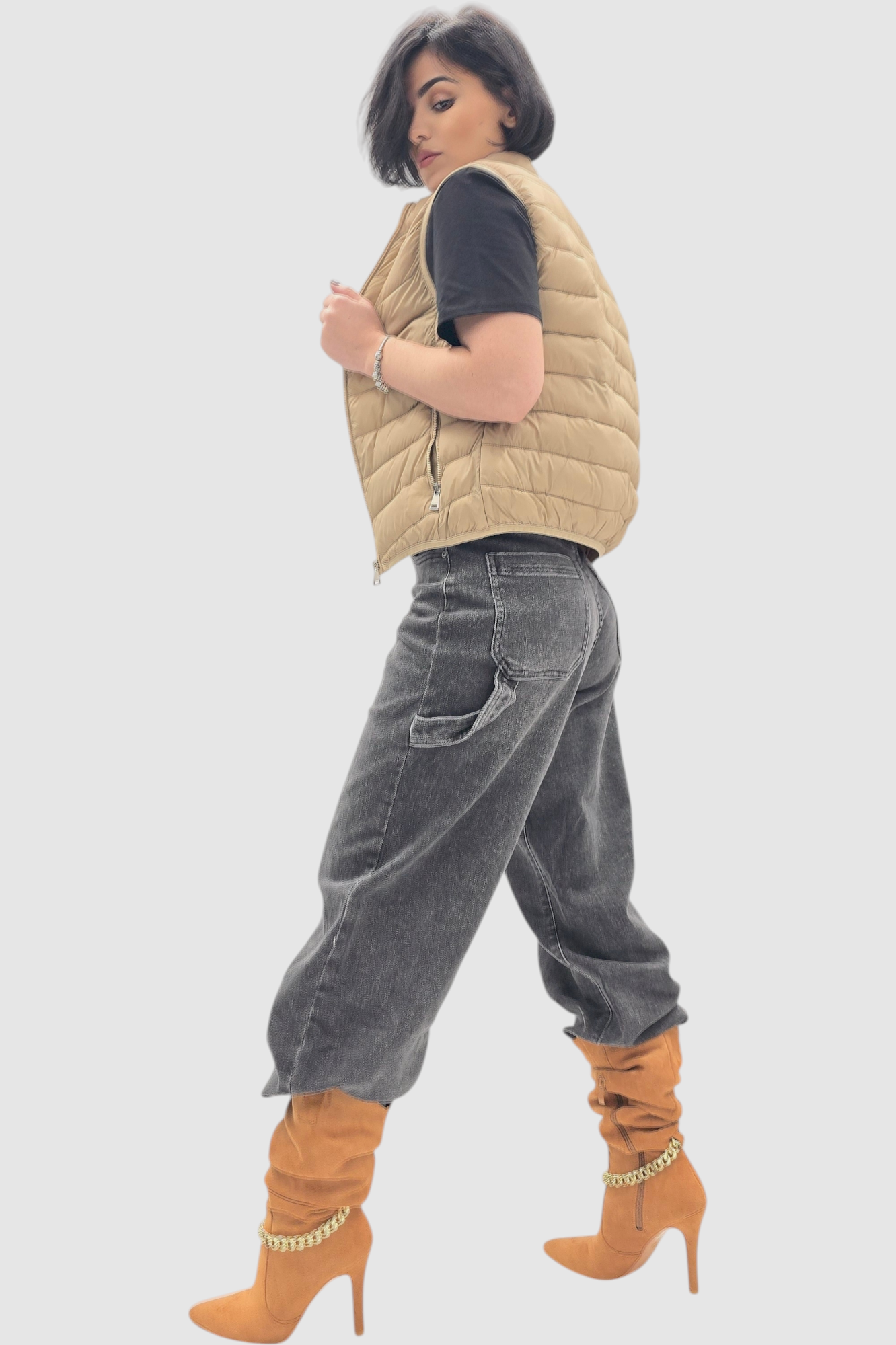 Ženski bež kratki prsluk Felicity