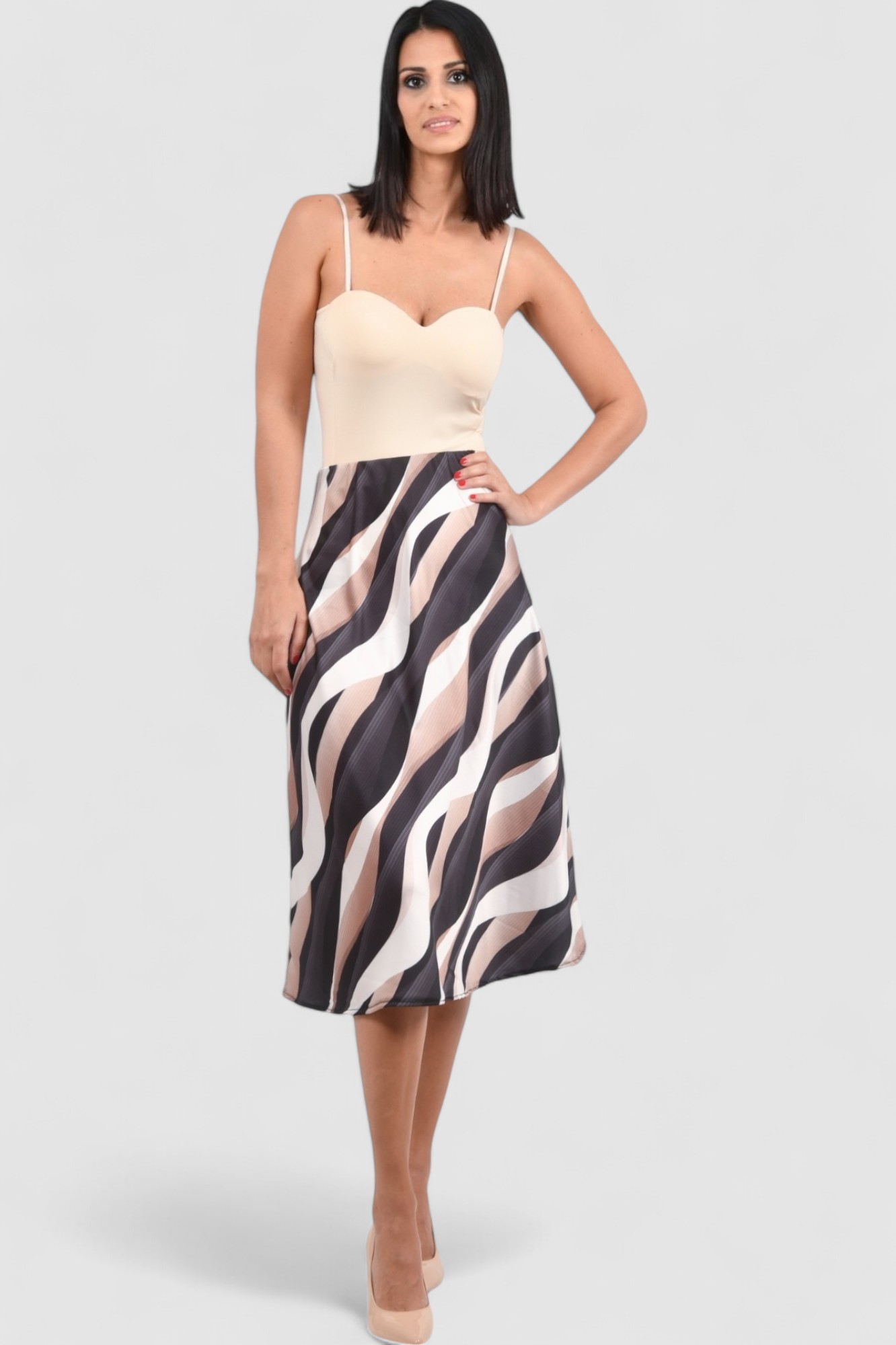 Ženska smeđa midi suknja Amayena