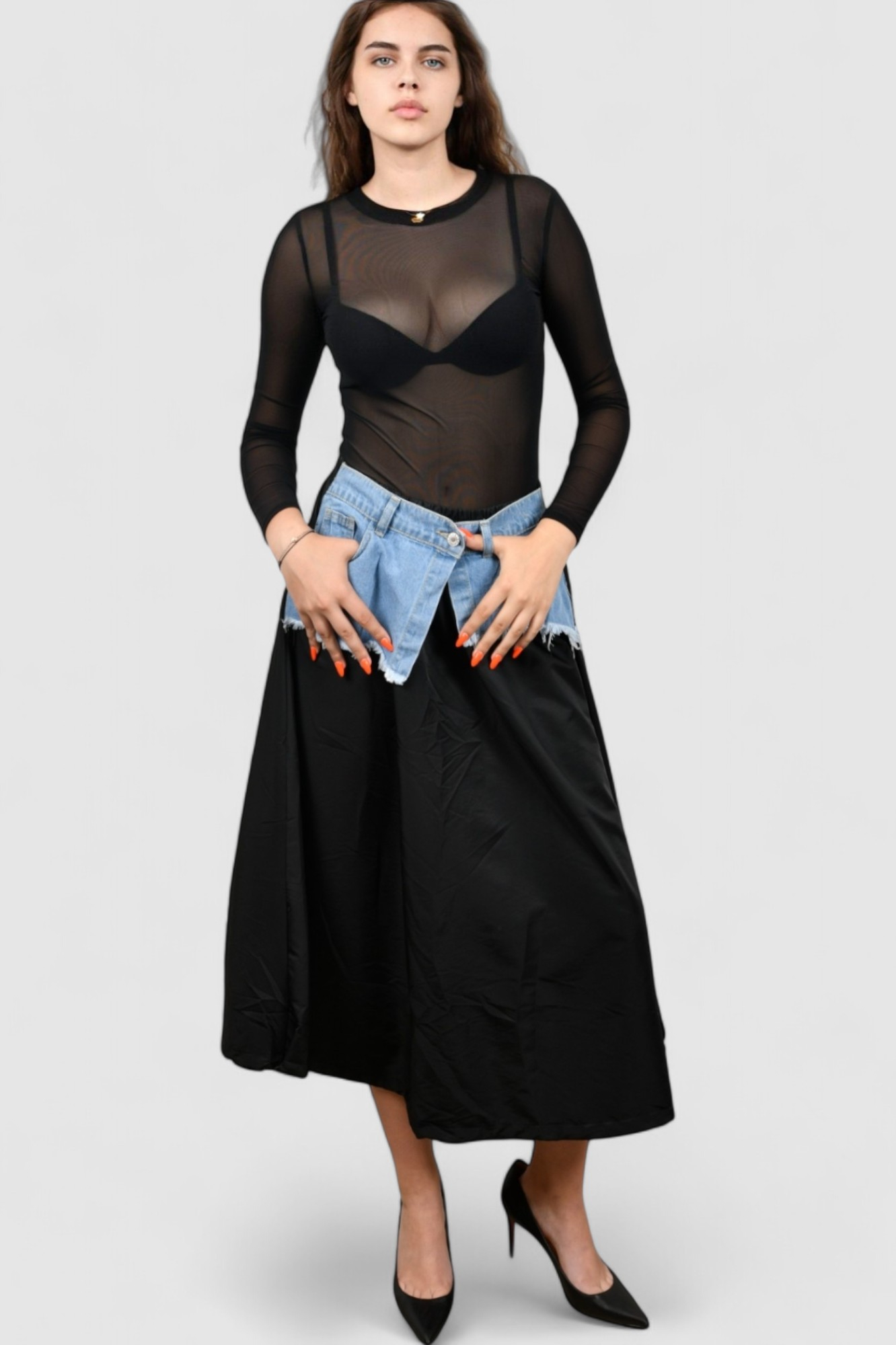 Ženski crni elegantni bodi Briar