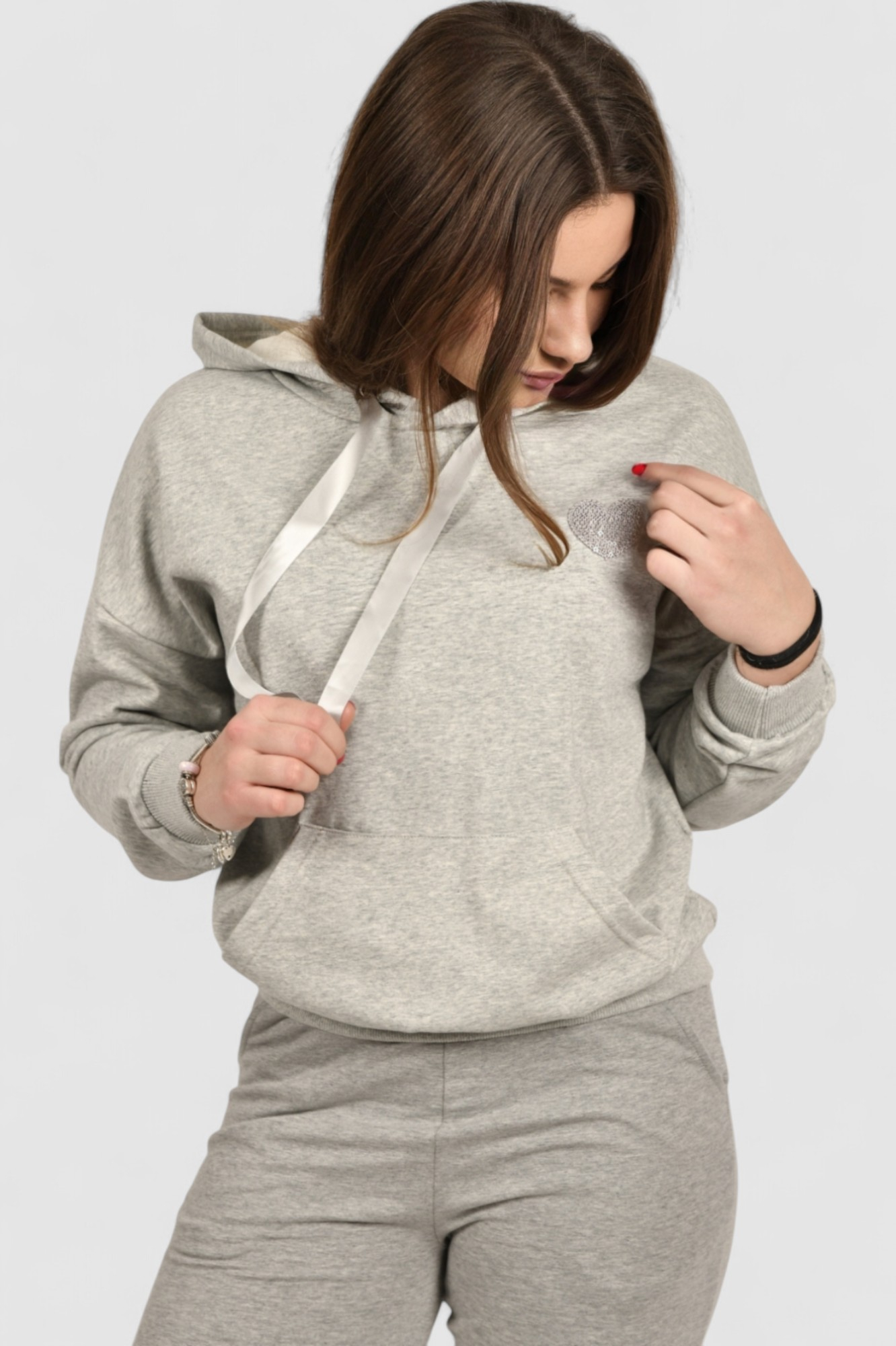 Ženska siva hoodica sa kapuljačom Ysabel