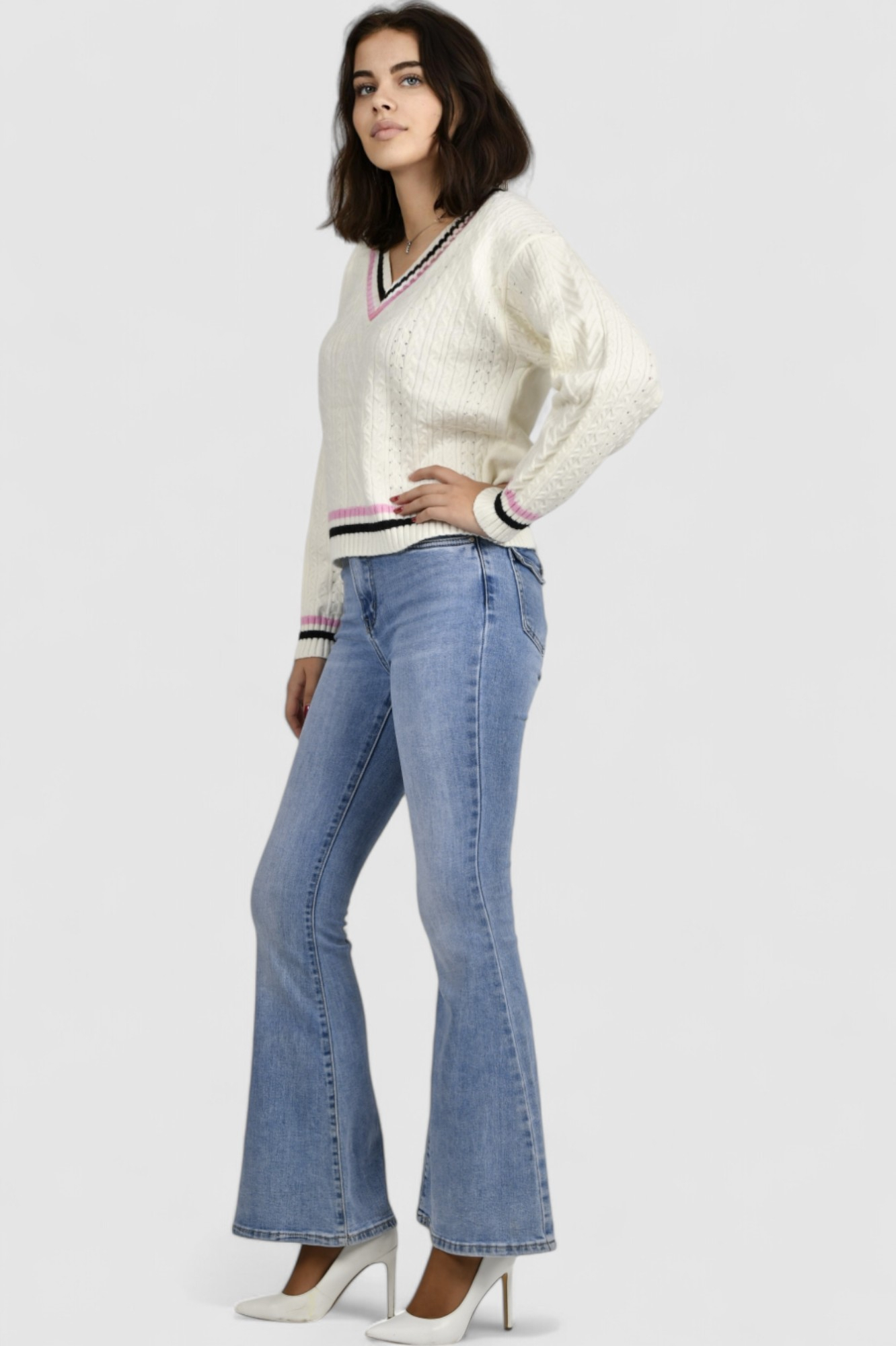 Ženski bijeli lagani džemper Baylee