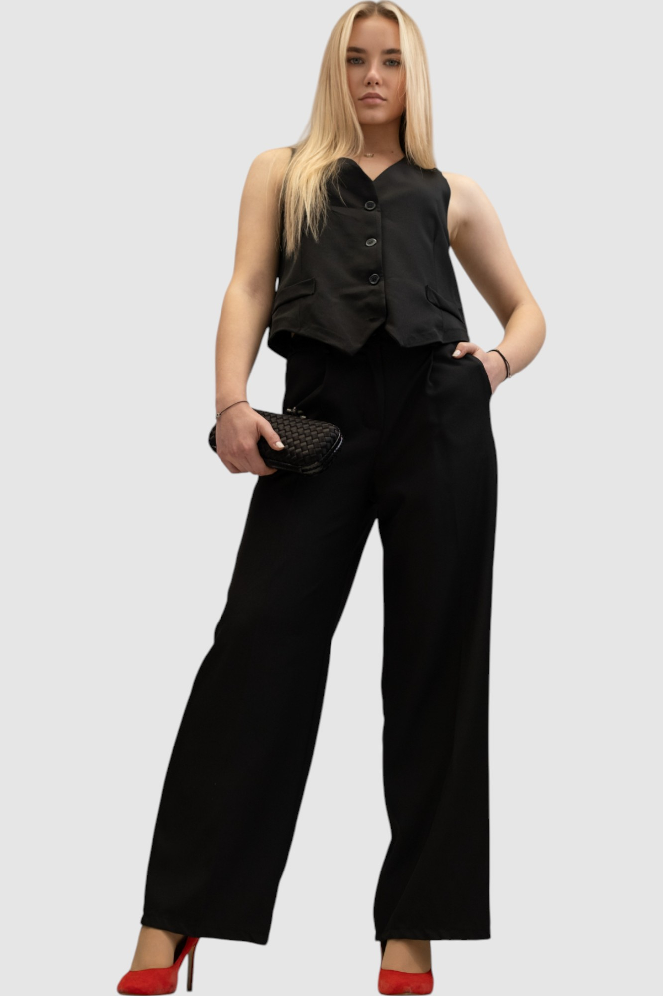 Žensko crno odijelo sa prslukom Chantal