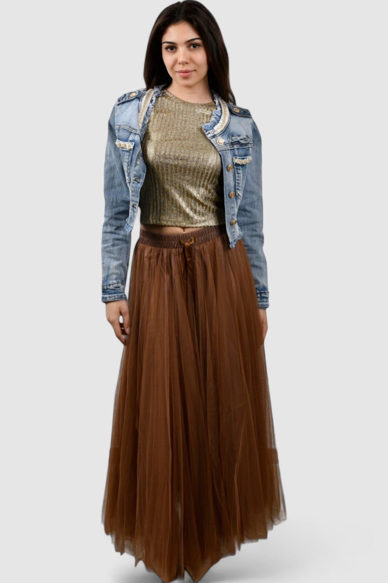 Ženska smeđa maxi suknja Isabel