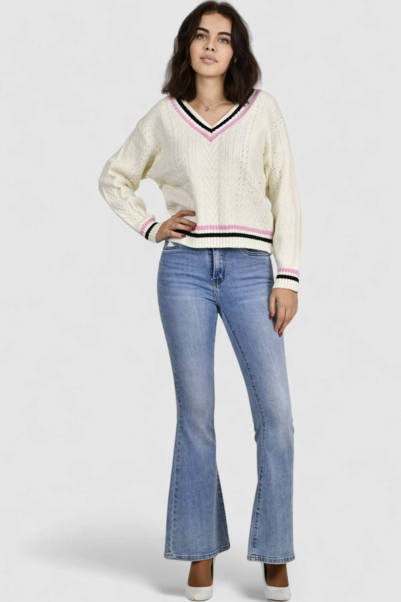 Ženski bijeli lagani džemper Baylee