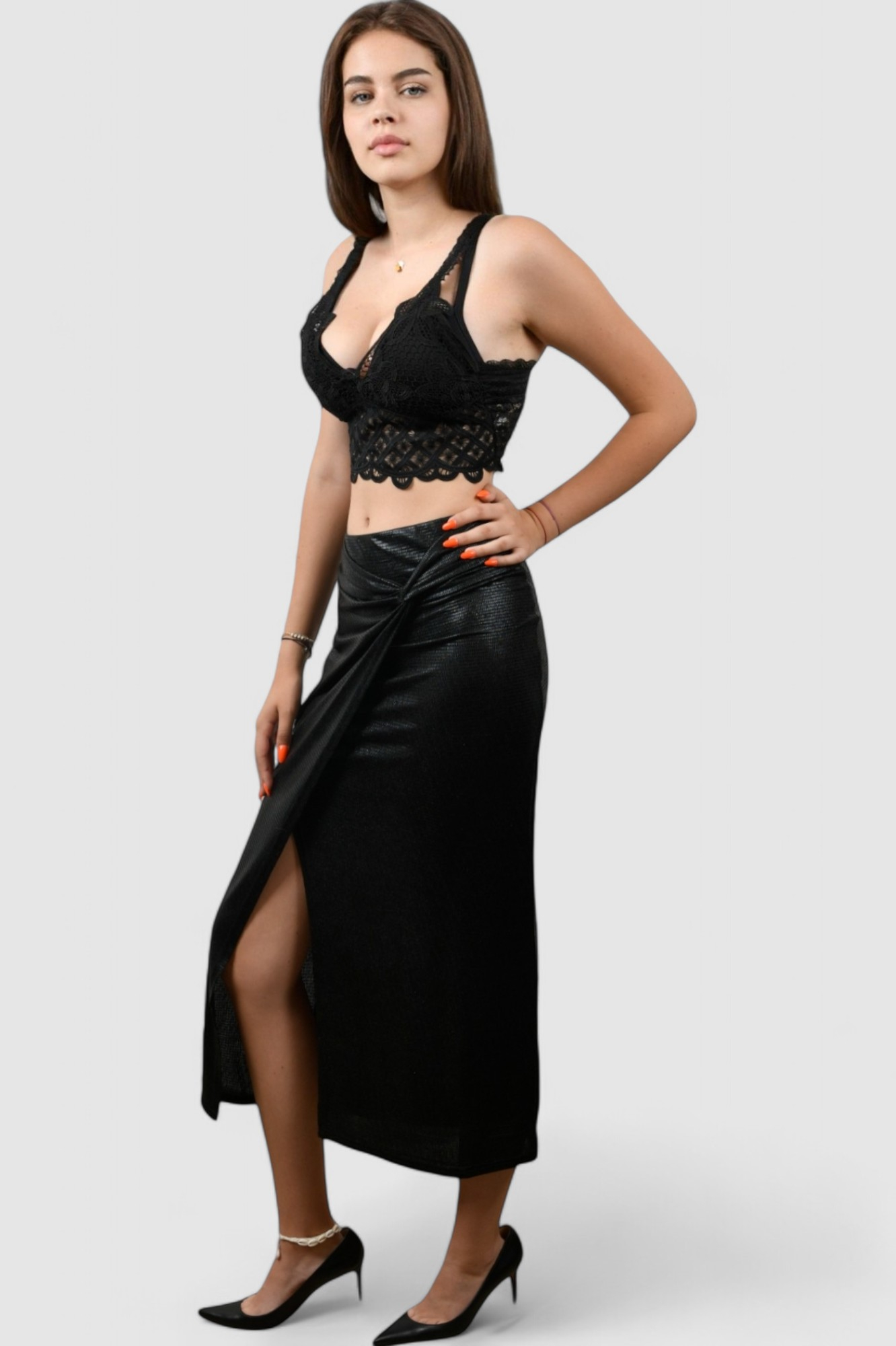 Ženska crna midi suknja Lucille