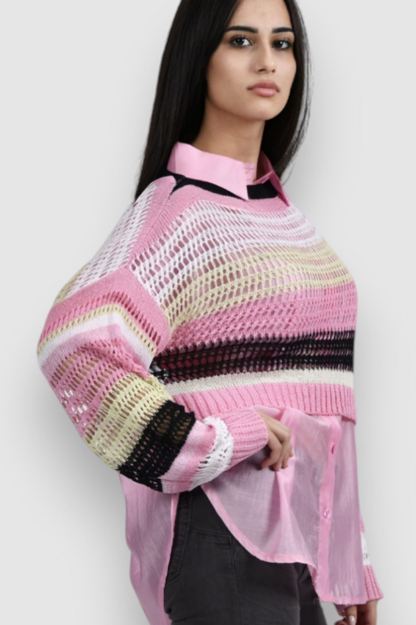 Ženski rozi lagani džemper Ginevra