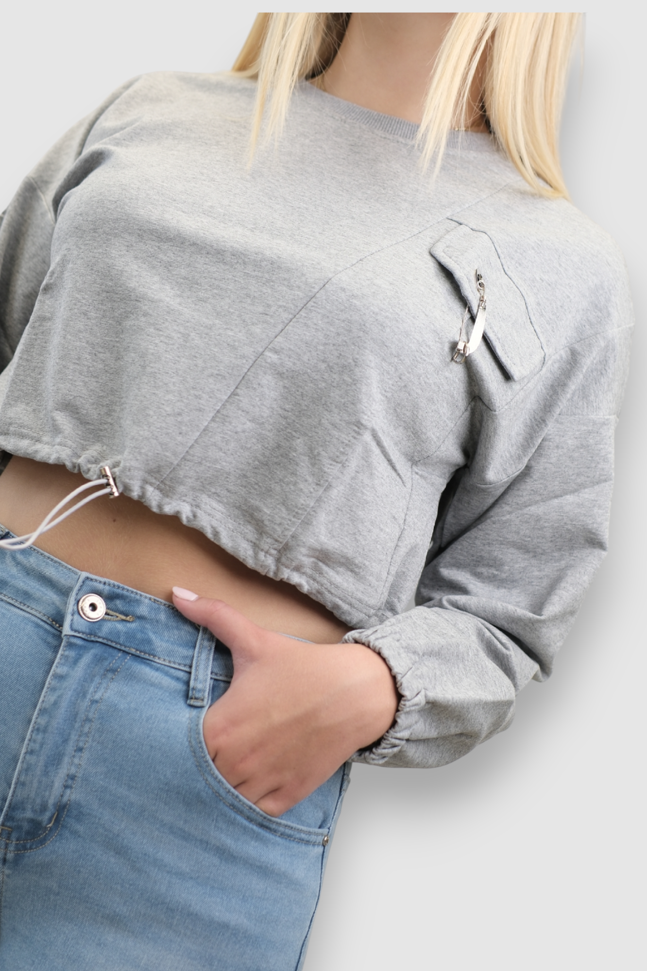 Ženska siva hoodica bez kapuljače Sabine