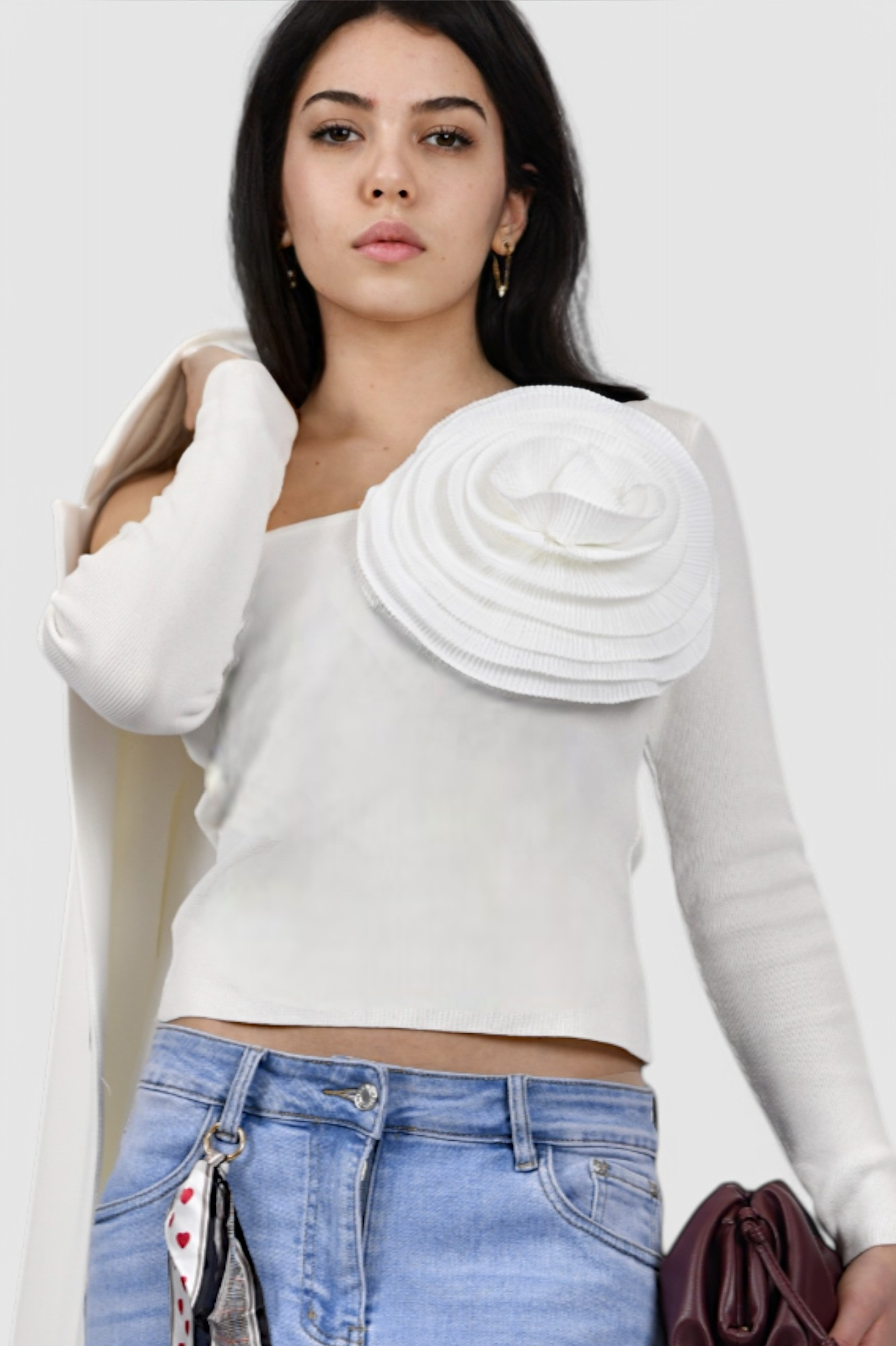 Ženska bijela majica dugi rukav Elena