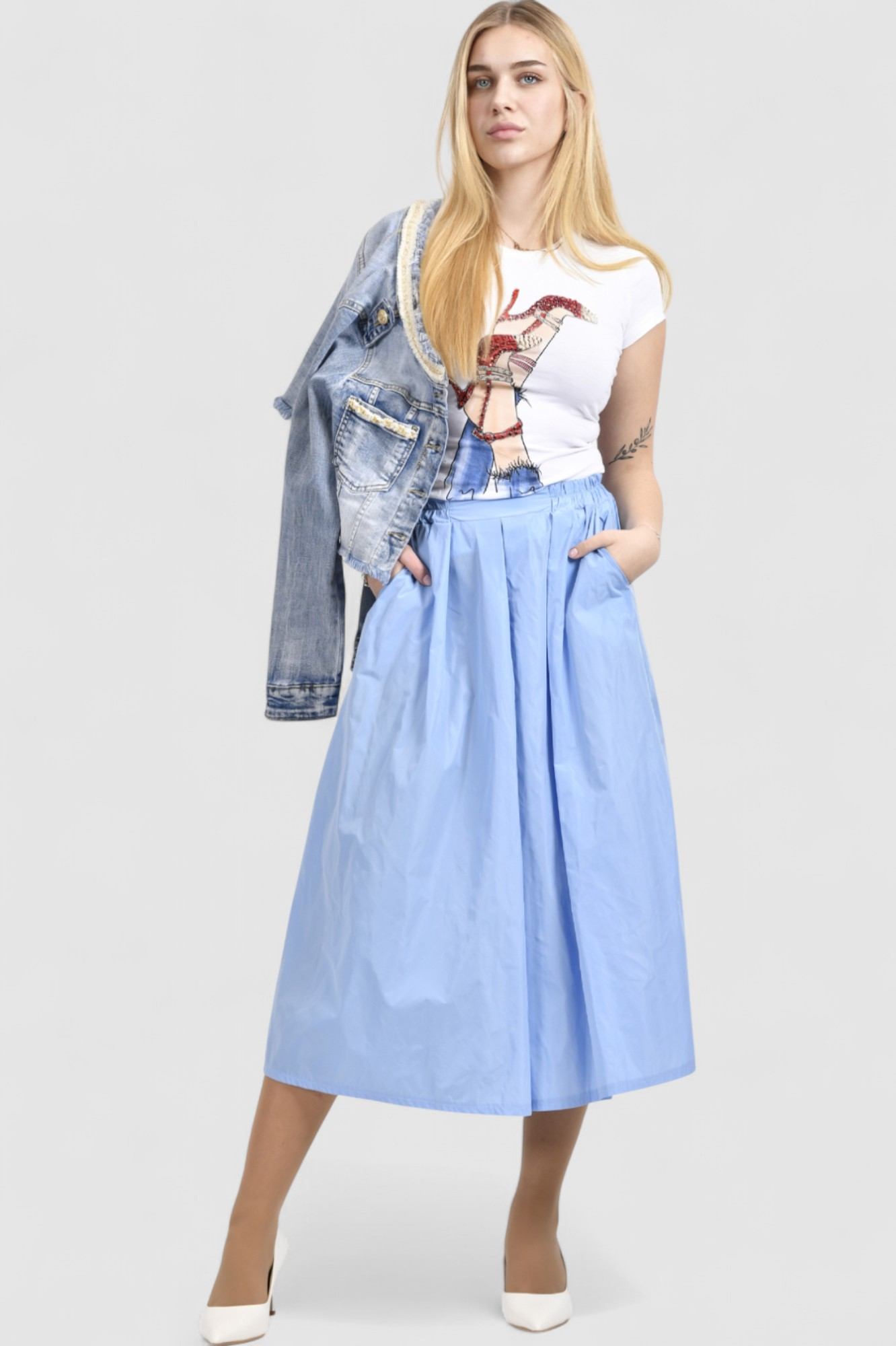 Ženska plava midi suknja Mireille