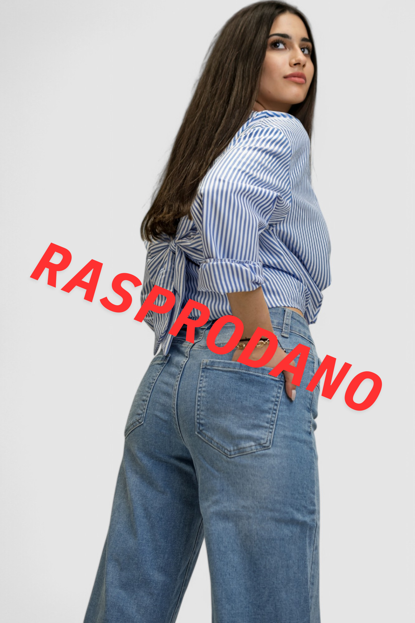 Ženska plava oversized košulja sa mašnom Illa